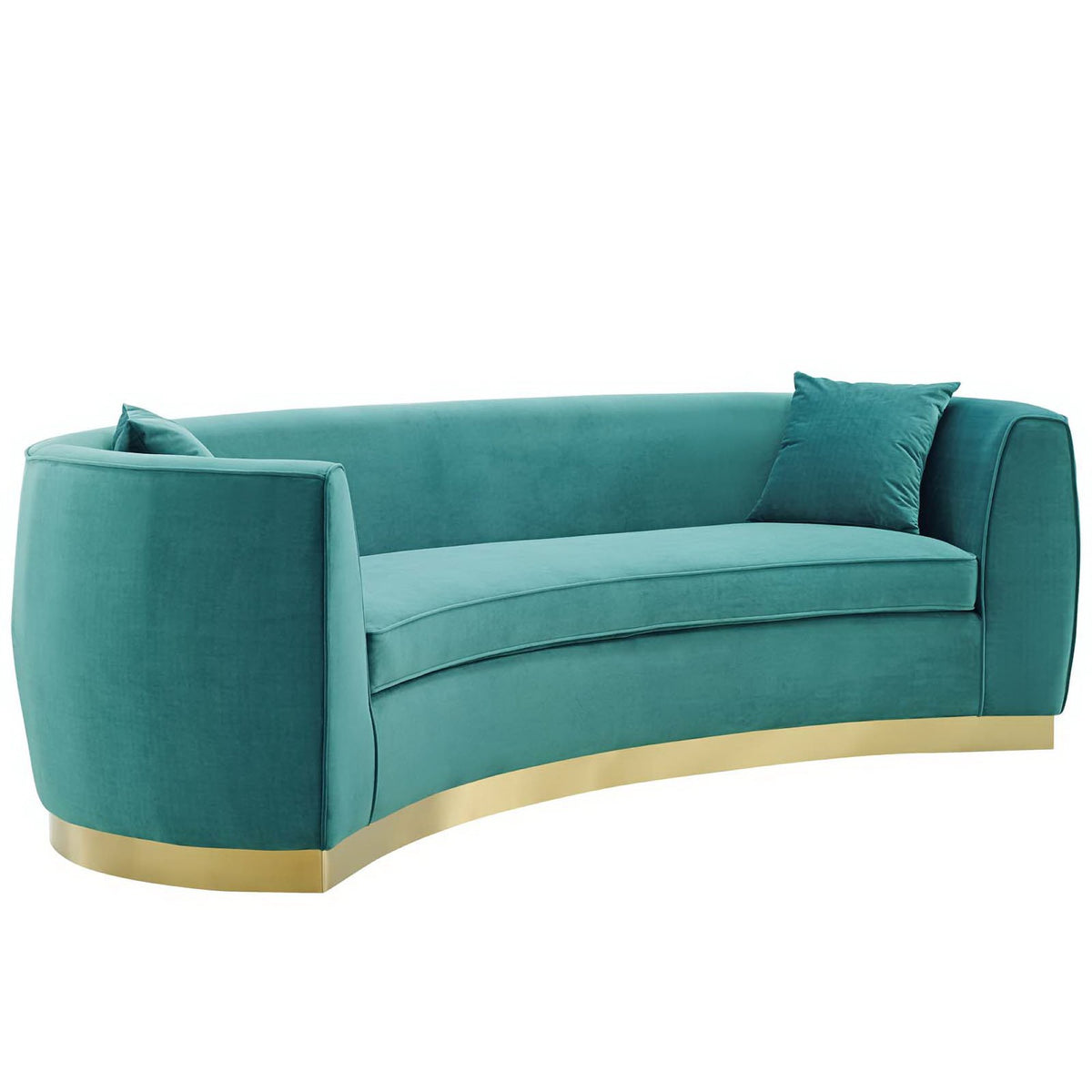 Resolute Curved Performance Velvet Sofa, Teal