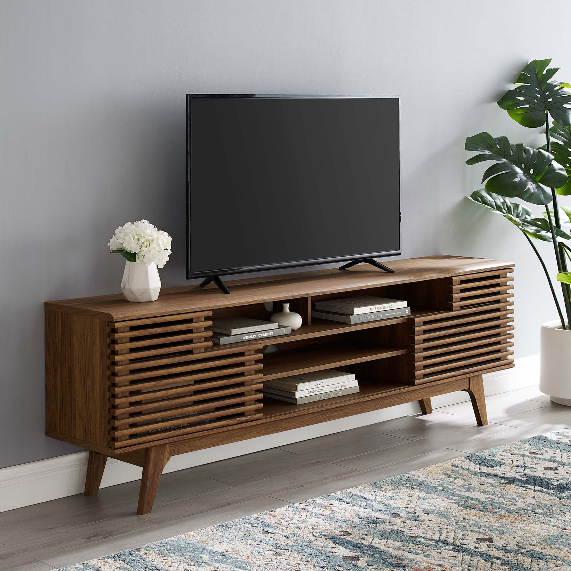 Render 71" Media Console TV Stand, Walnut