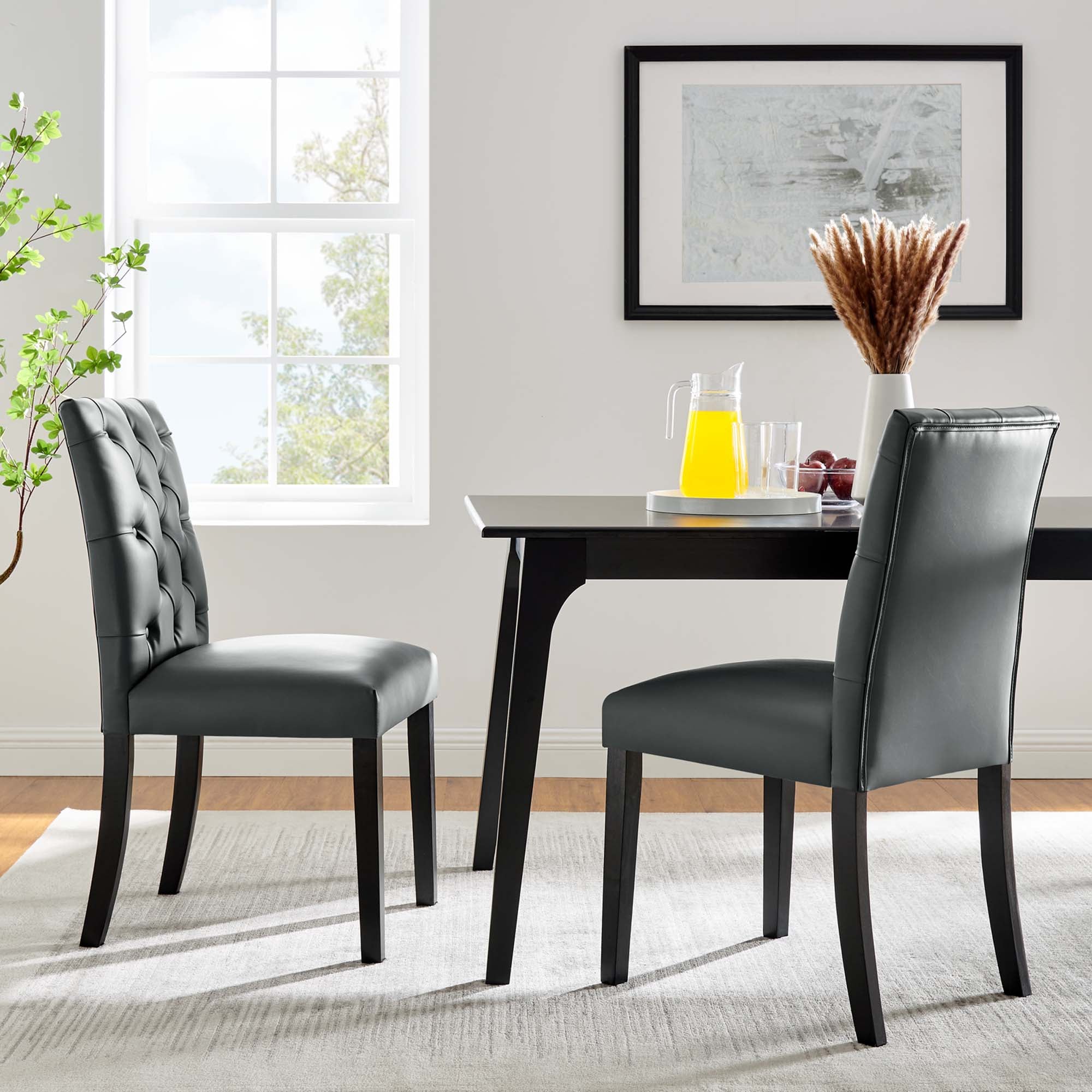 Duchess Vinyl Dining Chair Set of 2, Gray