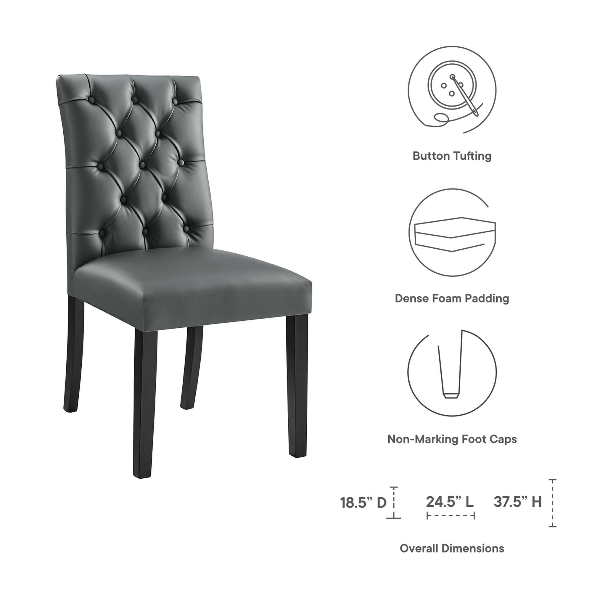 Duchess Vinyl Dining Chair Set of 2, Gray