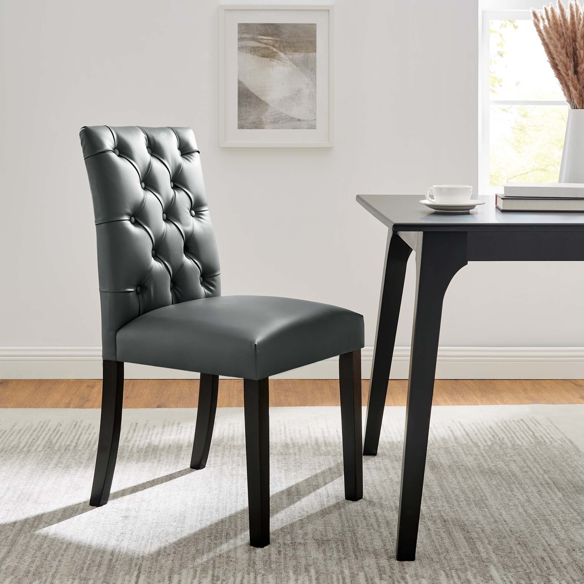 Duchess Vinyl Dining Chair Set of 2, Gray