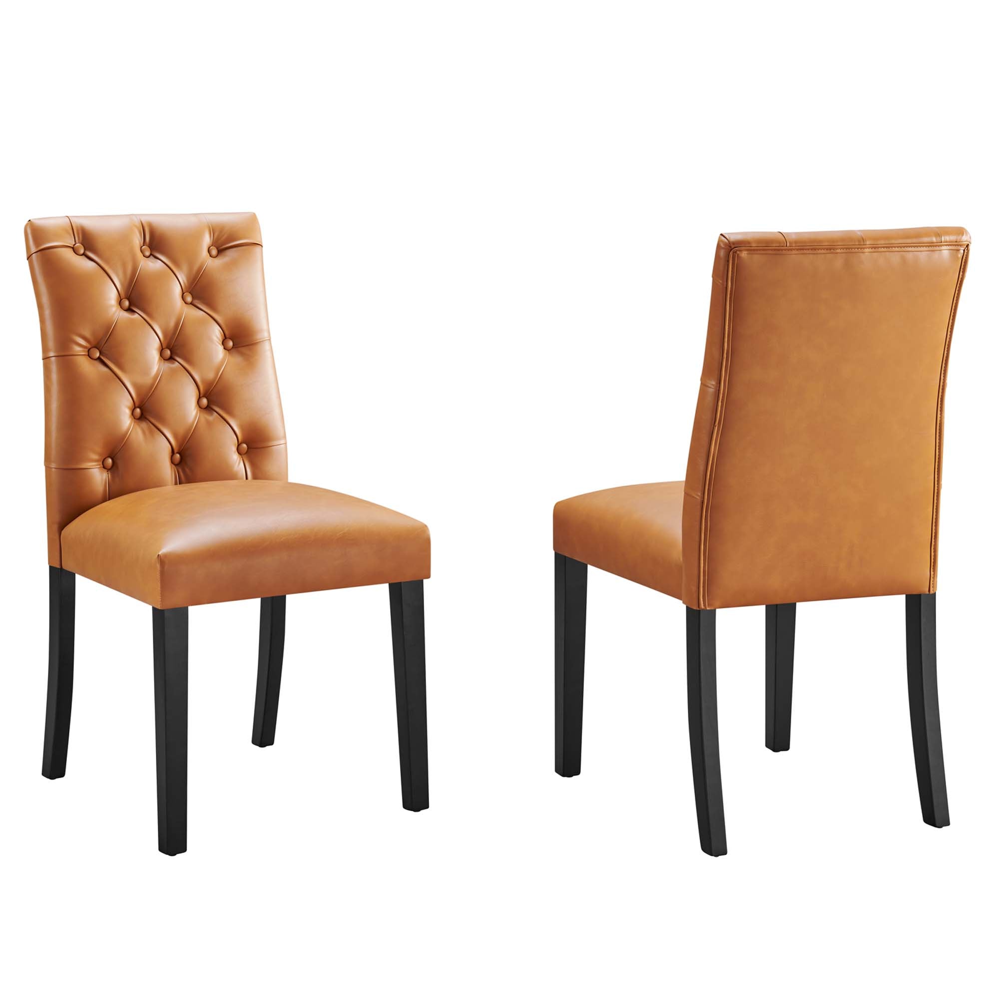 Duchess Vinyl Dining Chair Set of 2, Tan