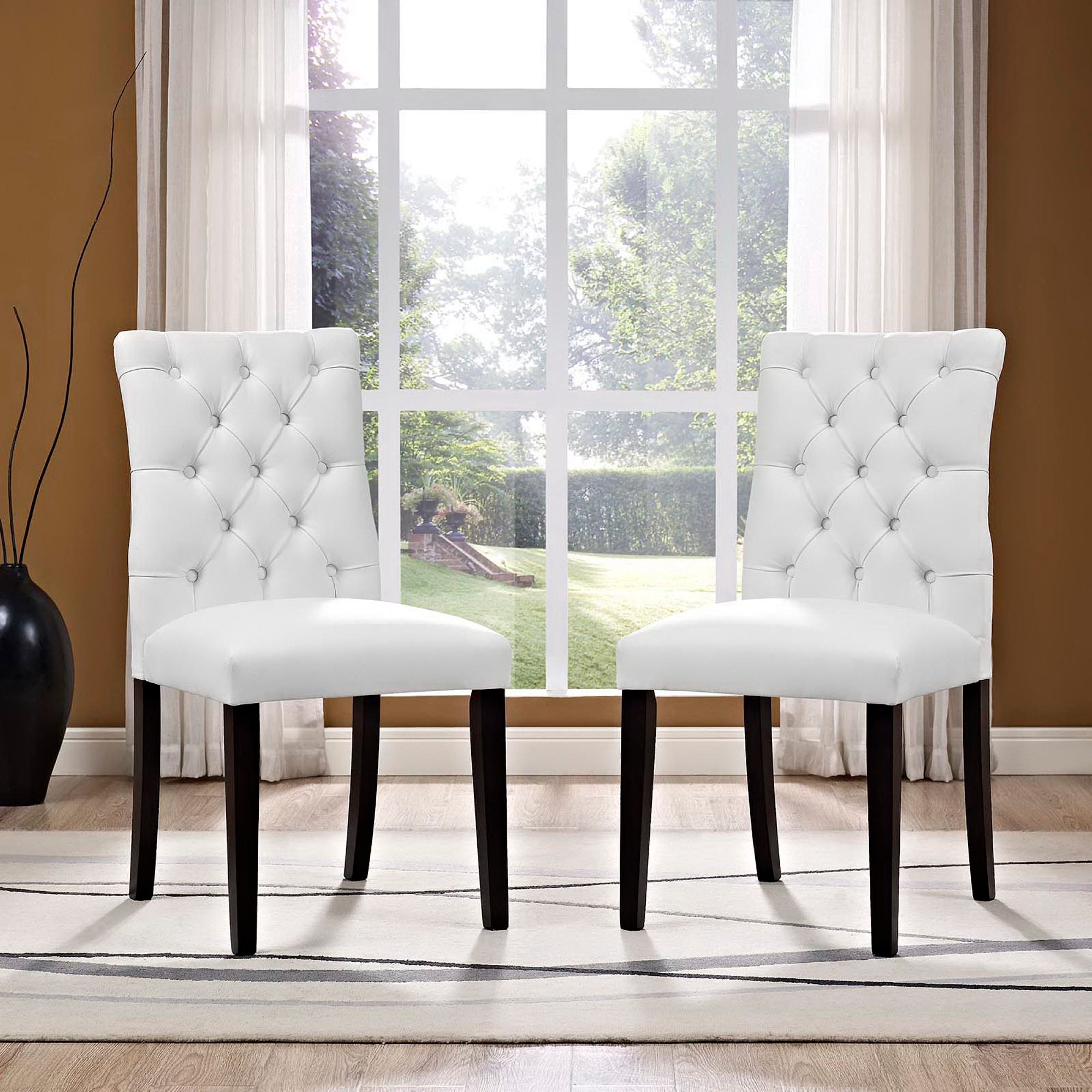 Duchess Vinyl Dining Chair Set of 2, White