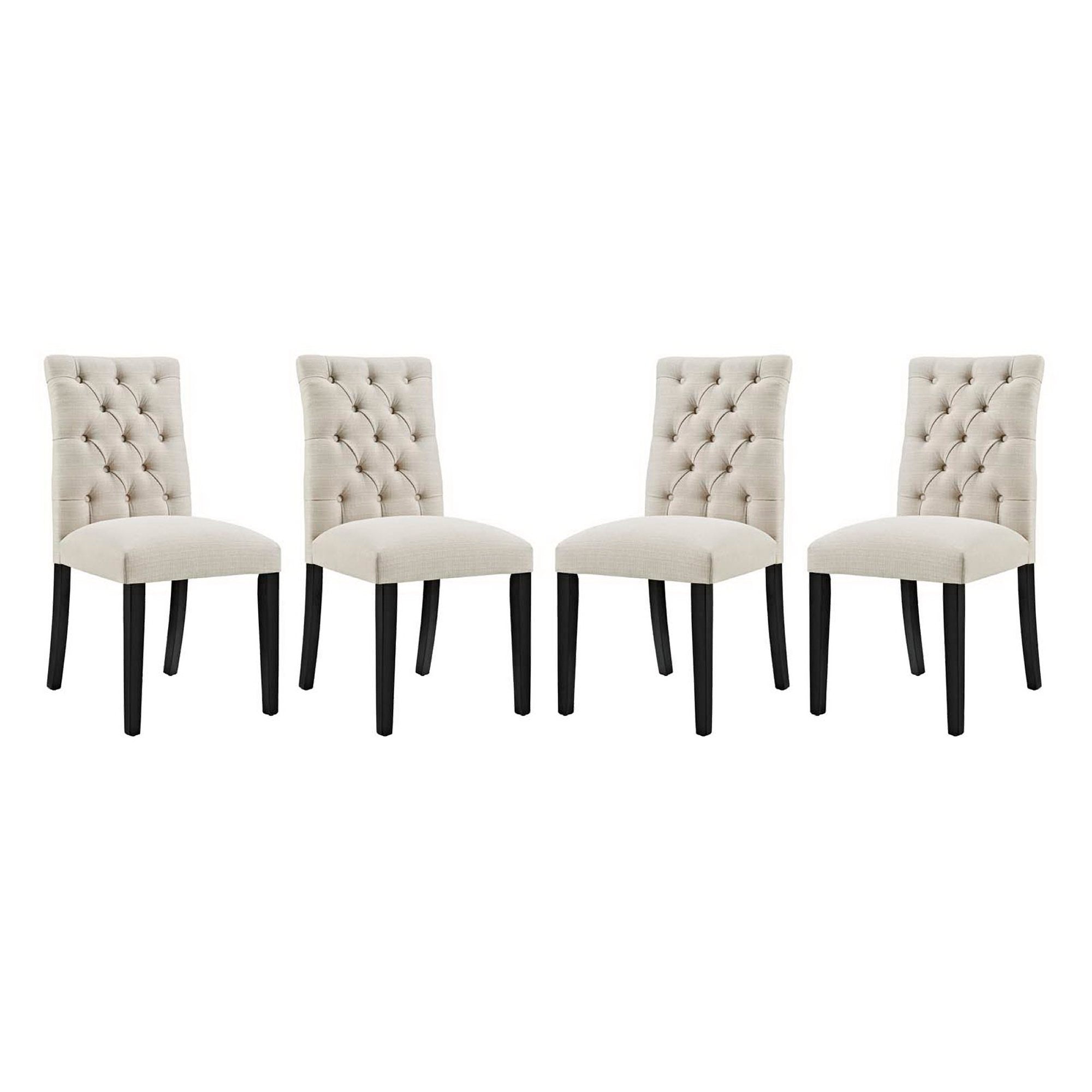 Duchess Fabric Dining Chair Set of 4, Beige