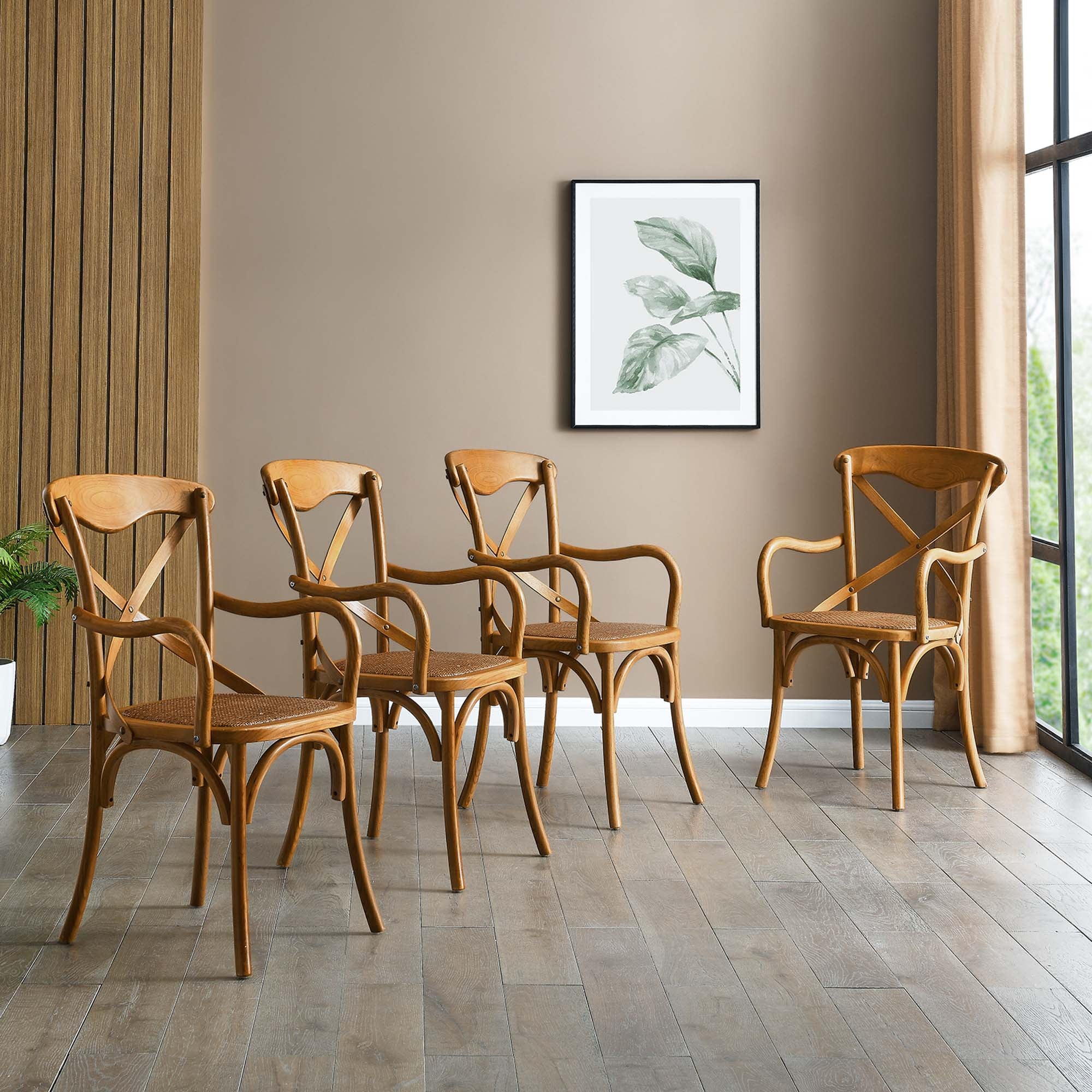 Gear Dining Armchair Set of 4, Walnut