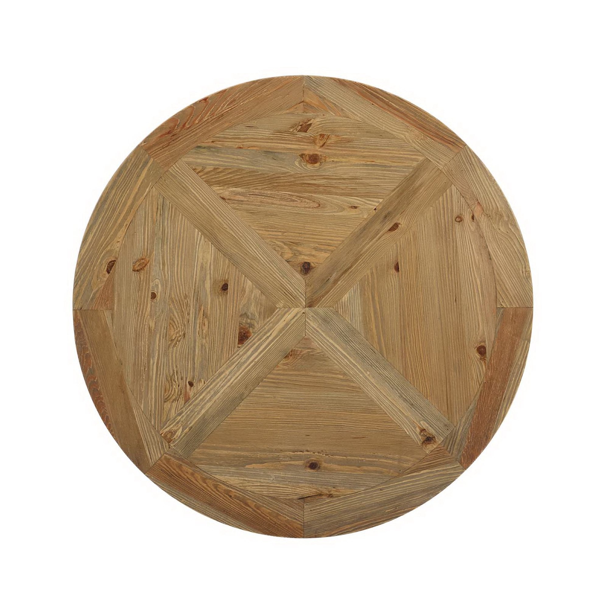 Column 47" Round Pine Wood Dining Table, Brown