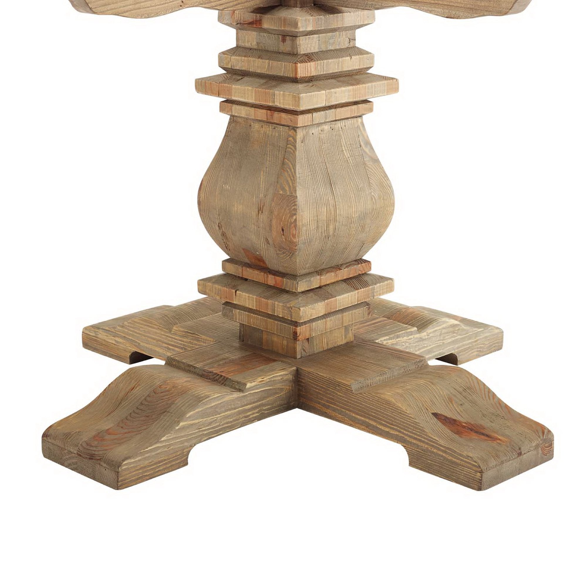 Column 47" Round Pine Wood Dining Table, Brown