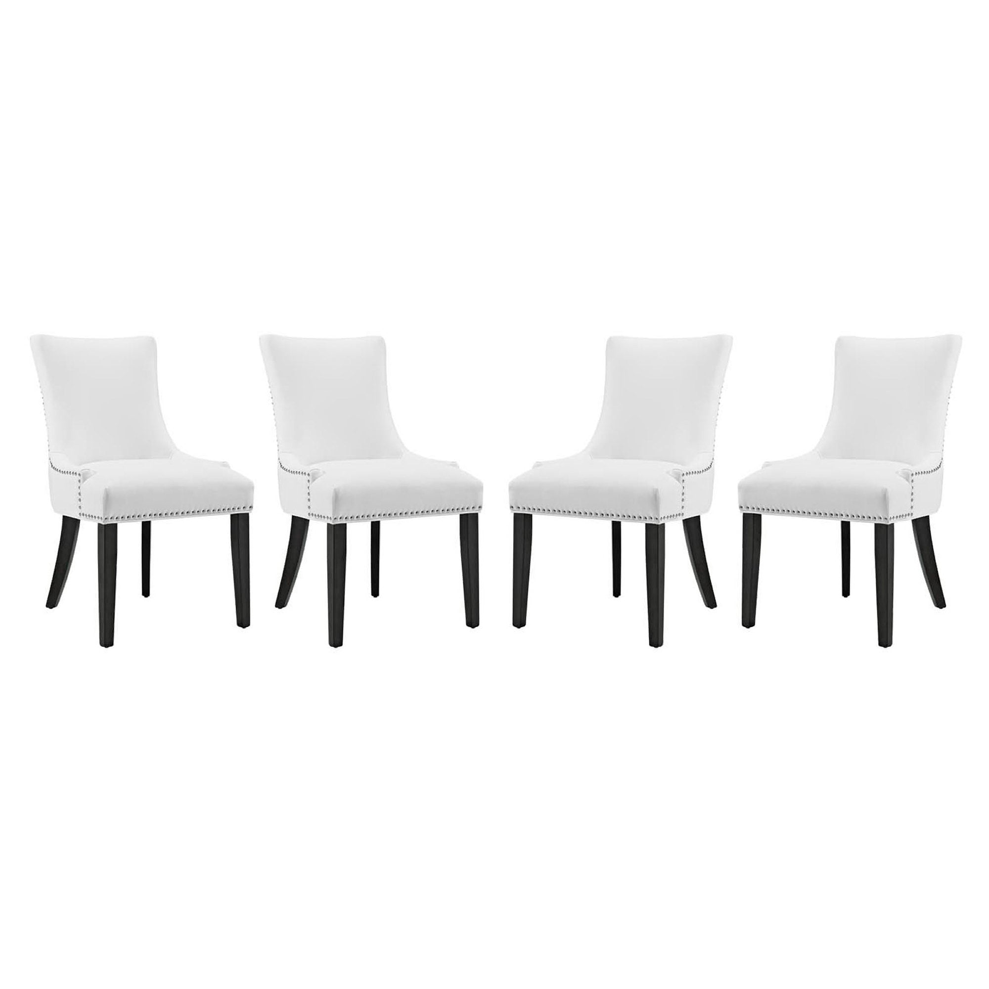 Marquis Faux Leather Dining Chair Set of 4, White