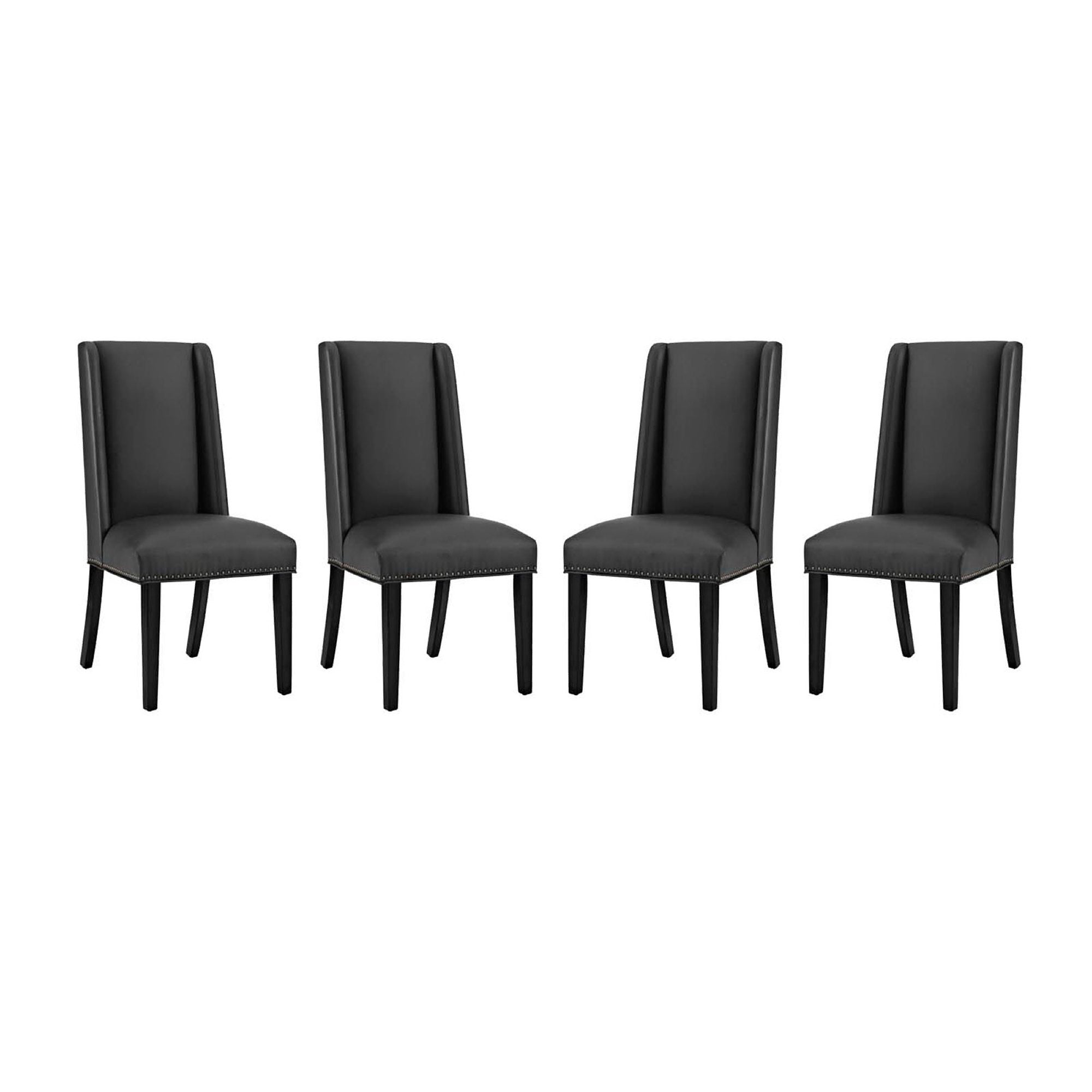 Baron Vinyl Dining Chair Set of 4, Black