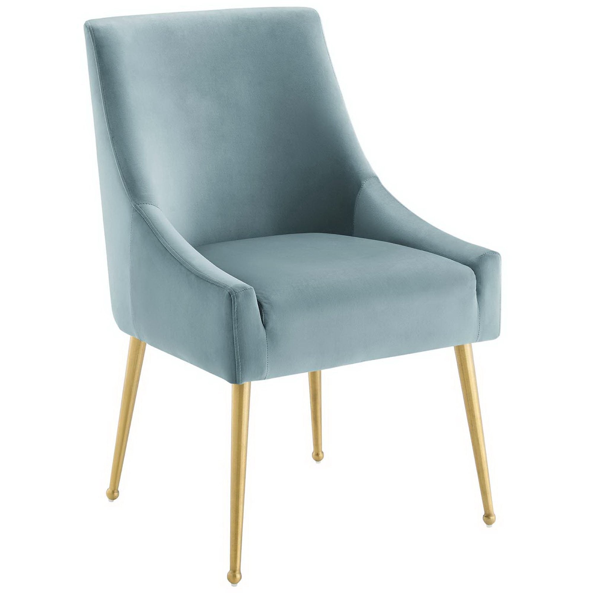 Discern Upholstered Performance Velvet Dining Chair, Light Blue