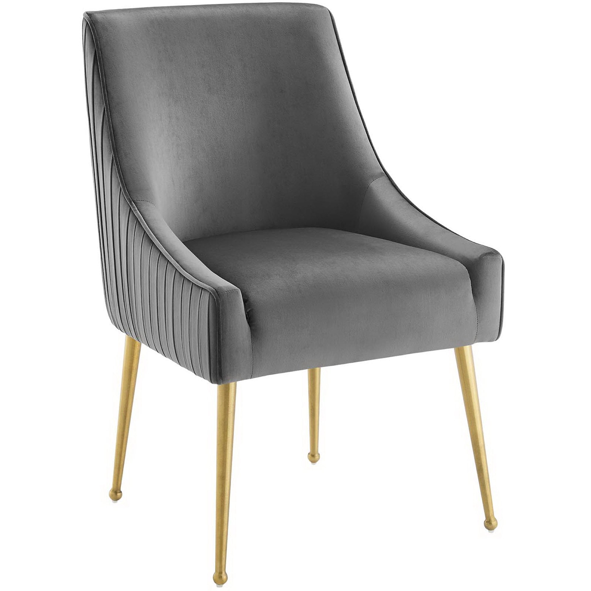 Discern Pleated Back Upholstered Performance Velvet Dining Chair, Gray
