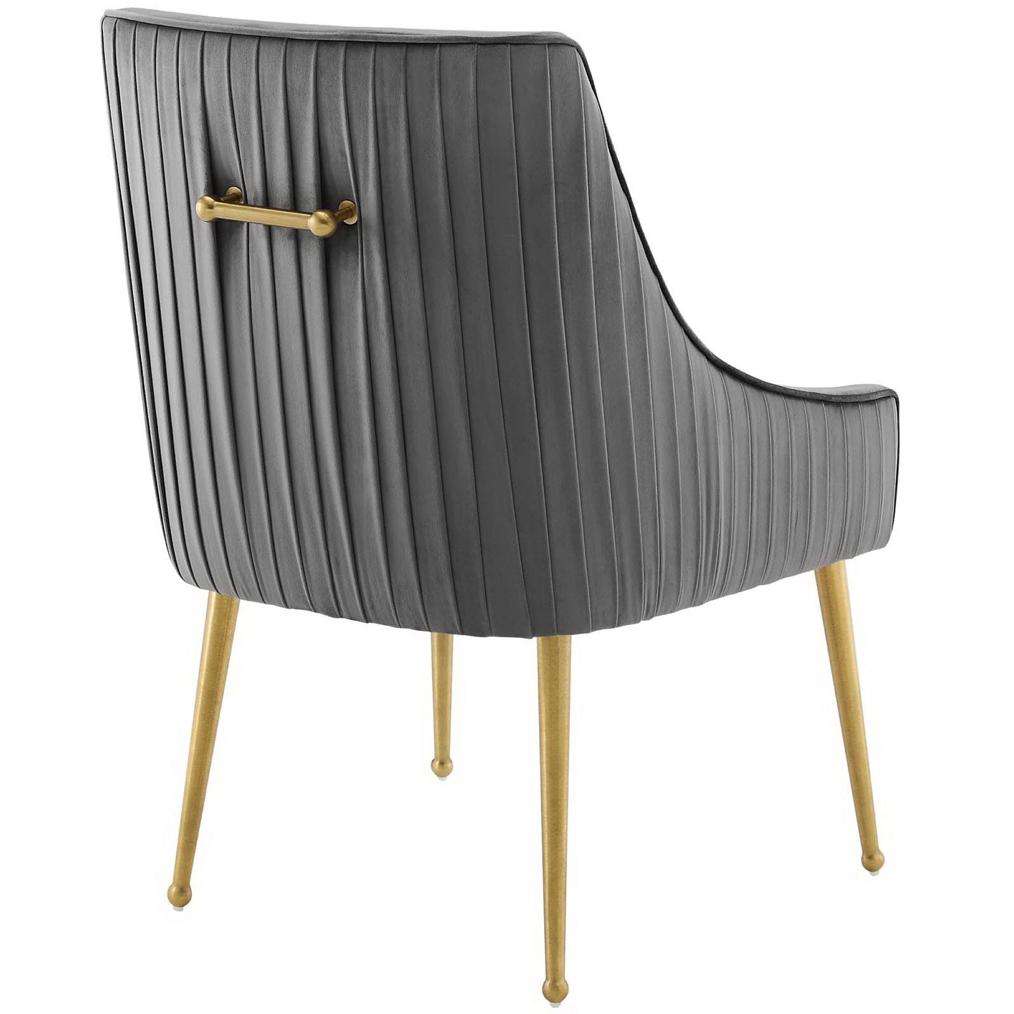 Discern Pleated Back Upholstered Performance Velvet Dining Chair, Gray