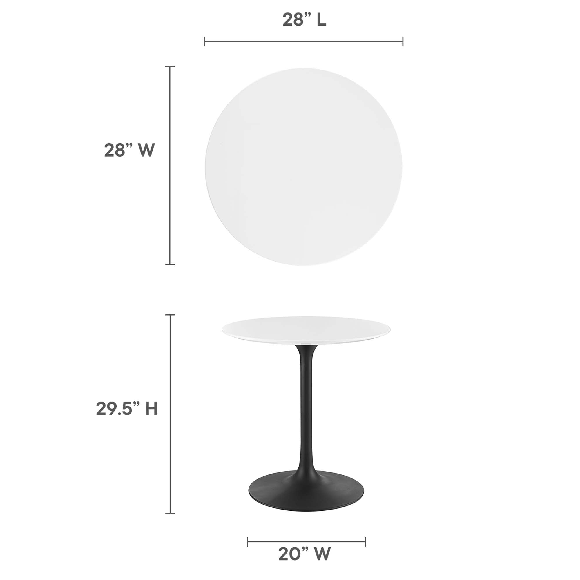 Lippa 28" Round Wood Dining Table, Black White