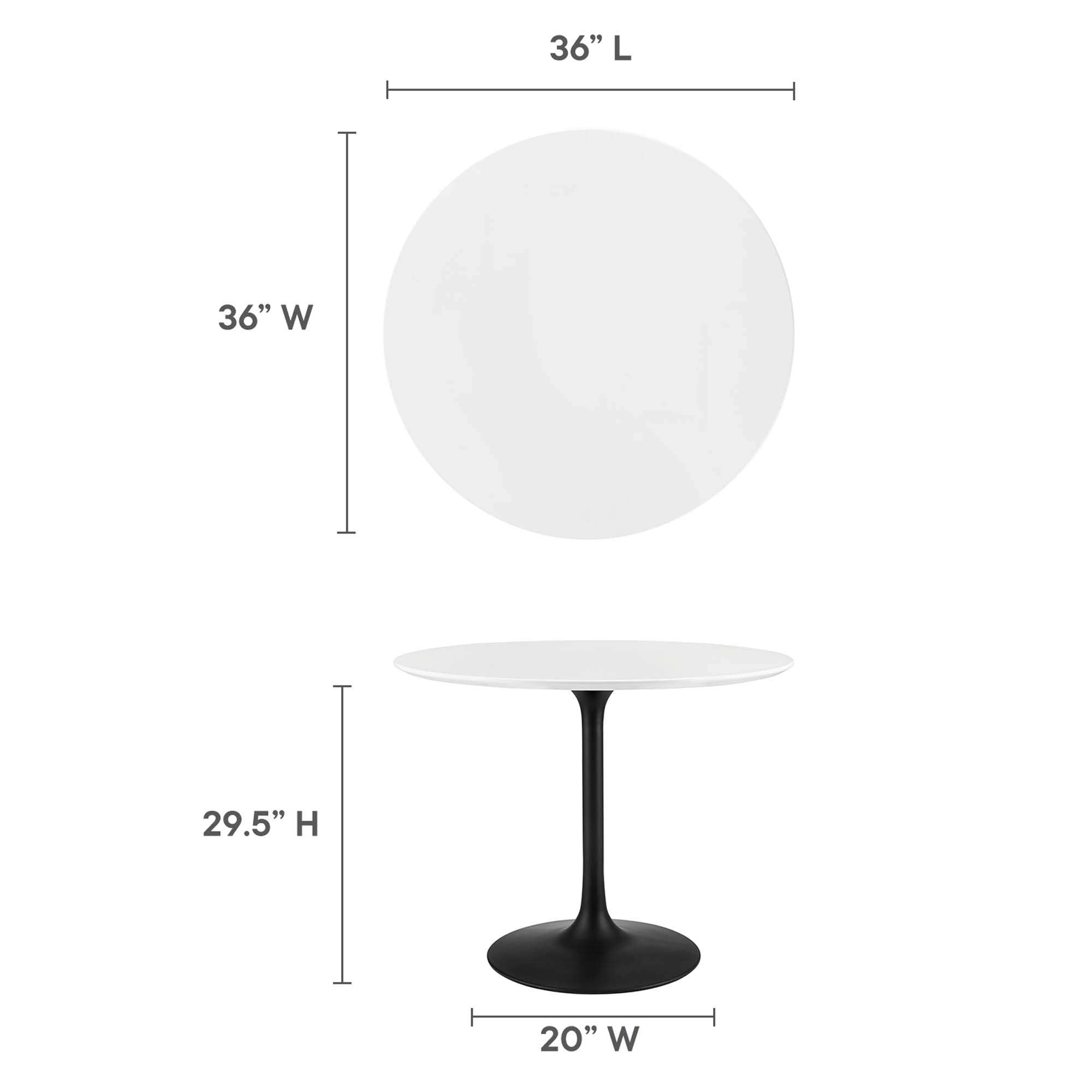 Lippa 36" Round Wood Dining Table, Black White