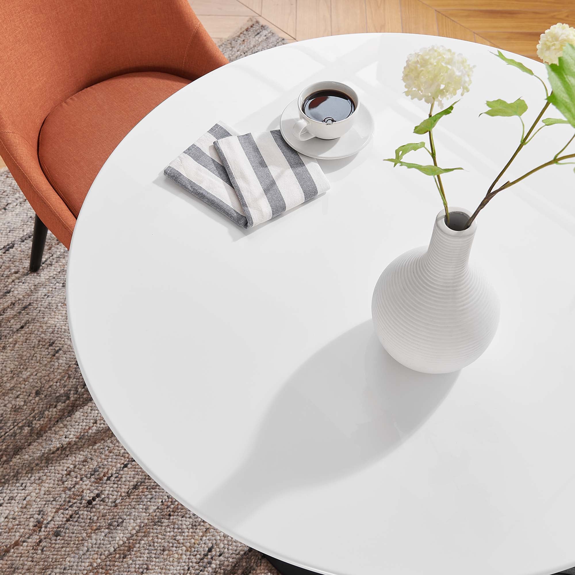 Lippa 36" Round Wood Dining Table, Black White