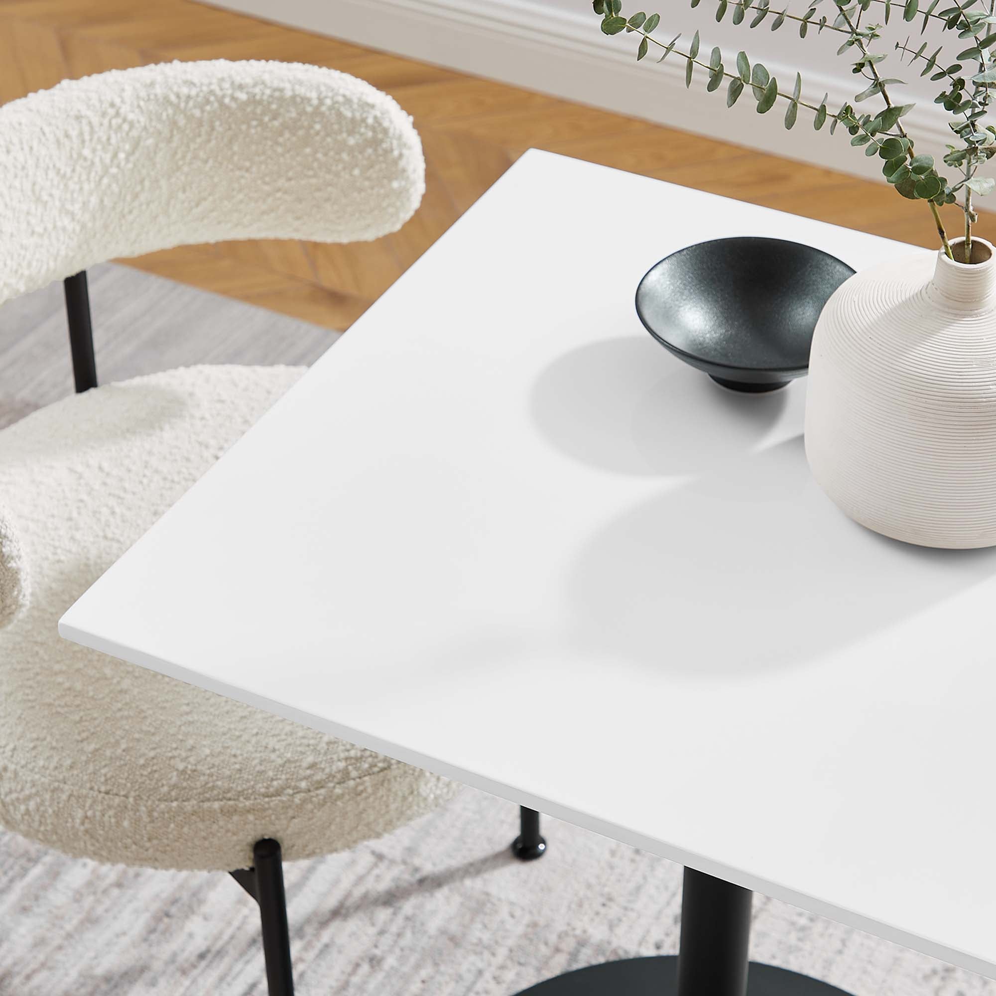 Lippa 24" Square Wood Dining Table, Black White