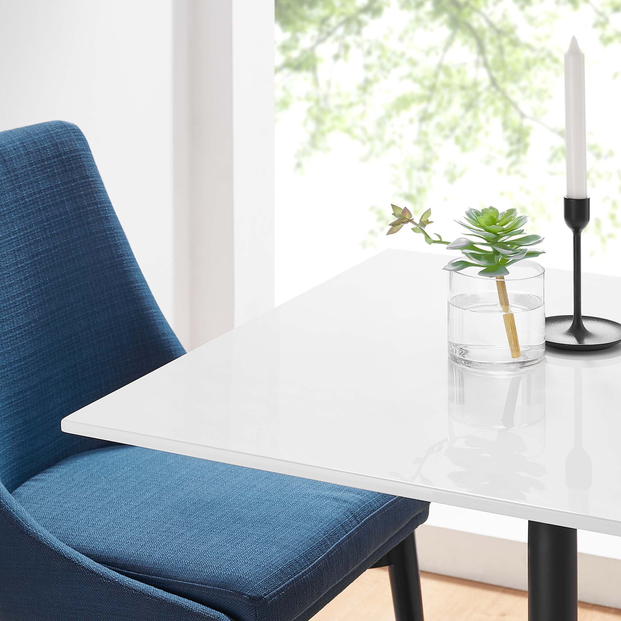 Lippa 28" Square Wood Dining Table, Black White