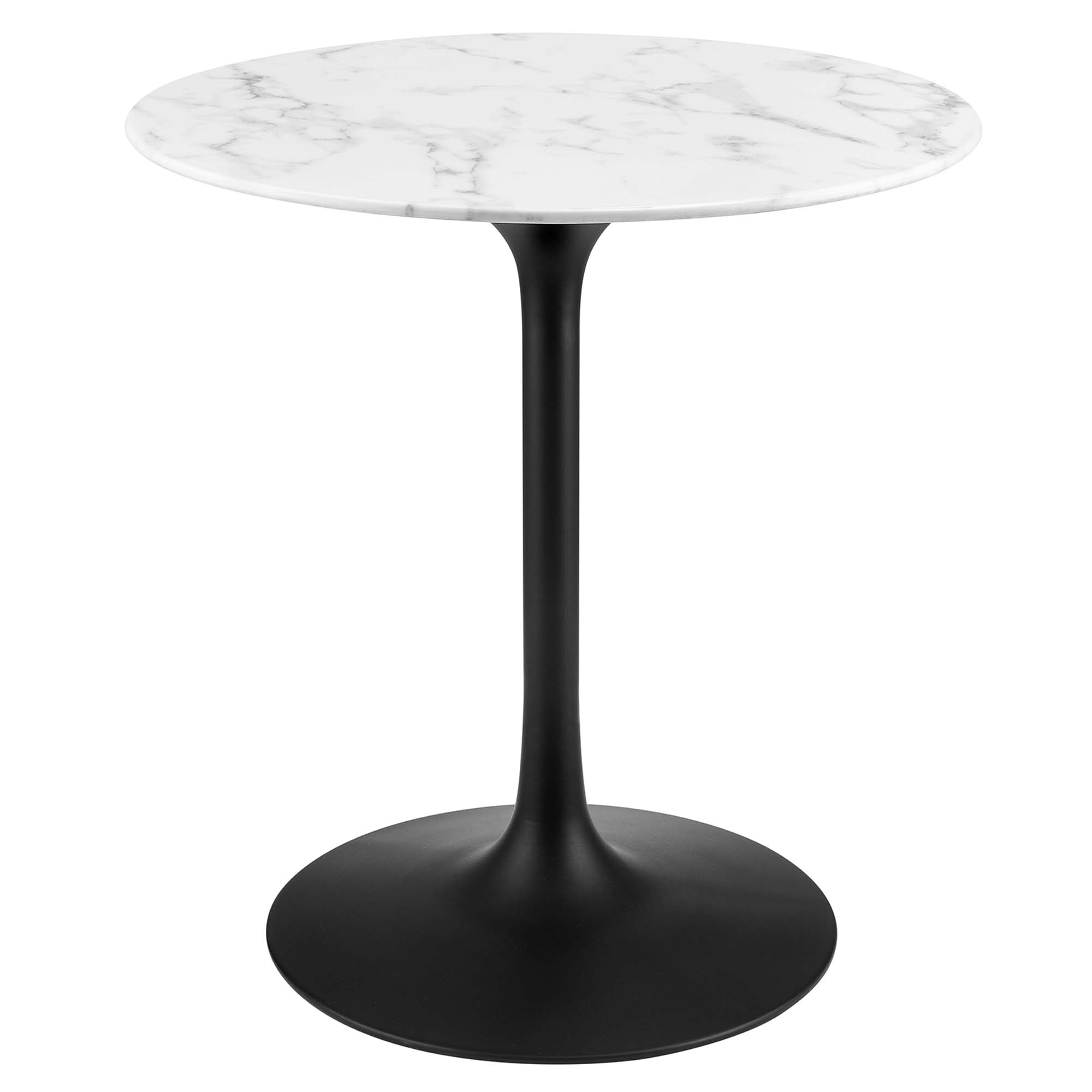 Lippa 28" Round Faux Marble Dining Table, Black White