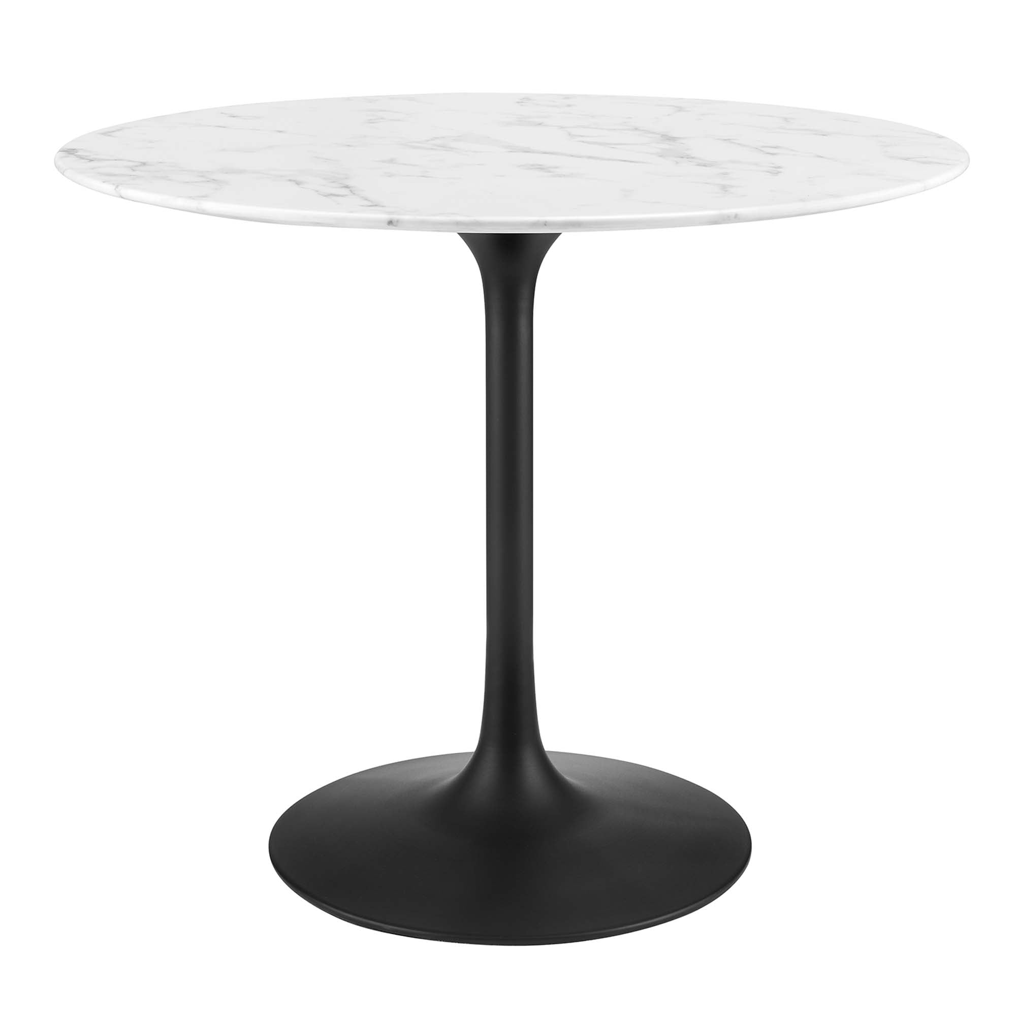 Lippa 36" Round Faux Marble Dining Table, Black White