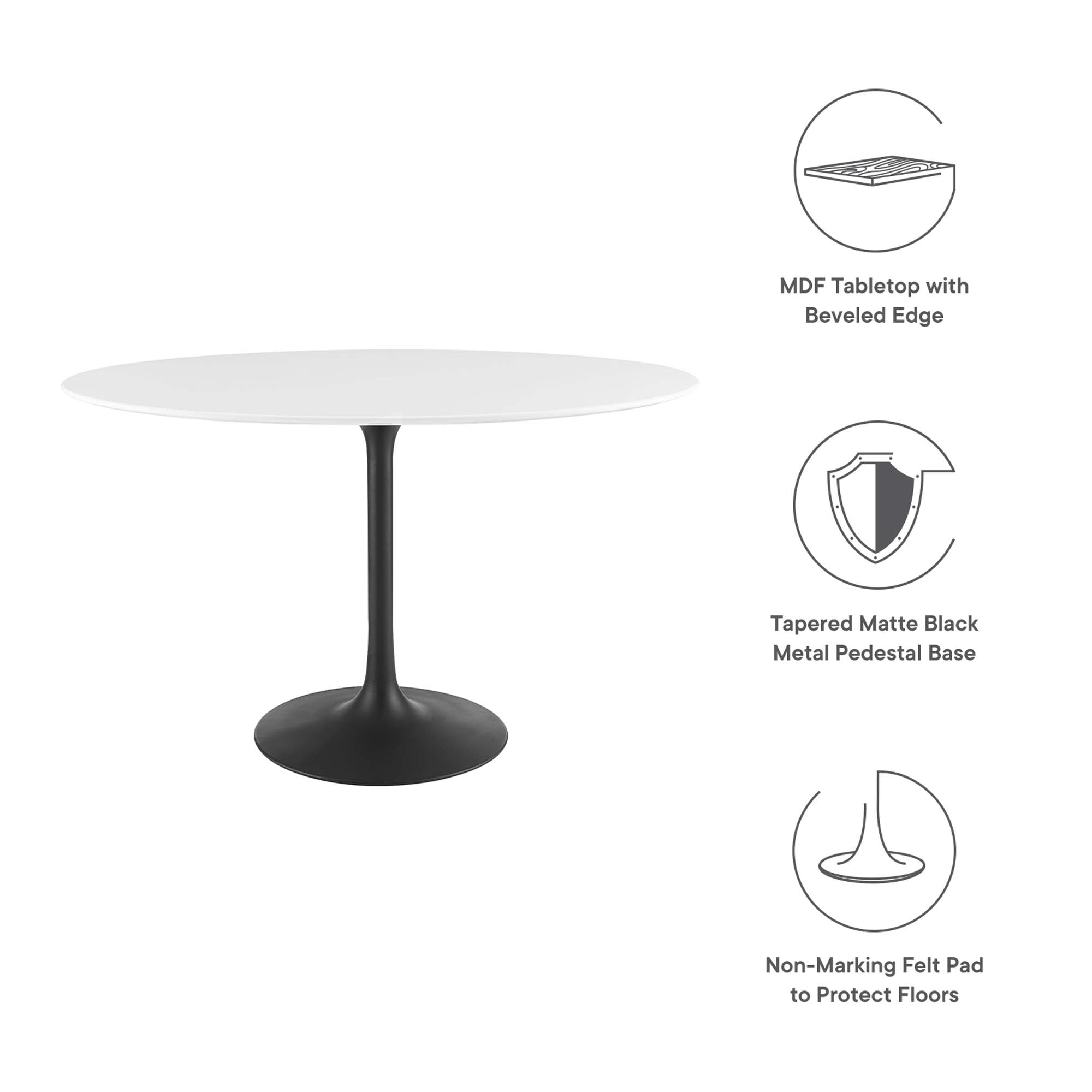 Lippa 48" Oval Wood Dining Table, Black White
