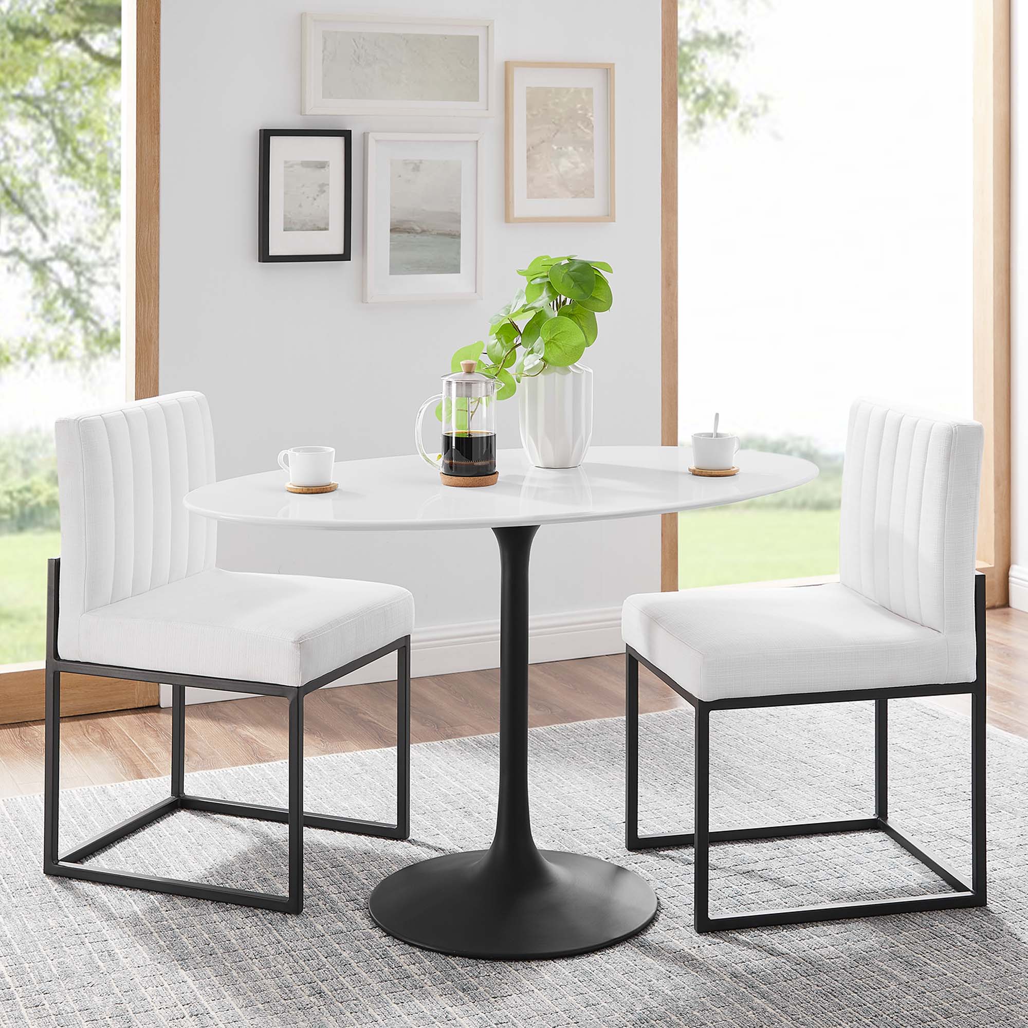 Lippa 48" Oval Wood Dining Table, Black White