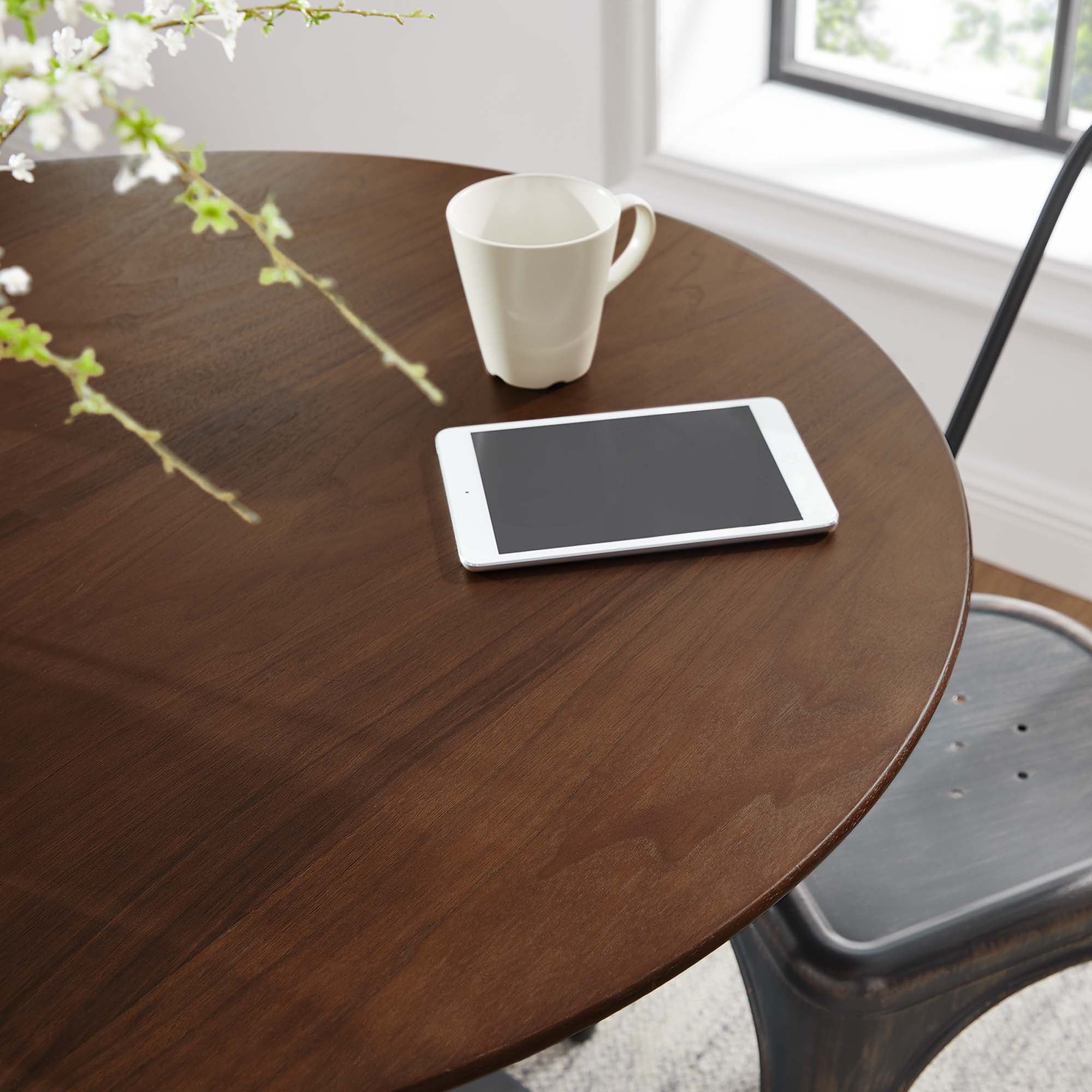 Lippa 36" Round Wood Dining Table, Black Walnut