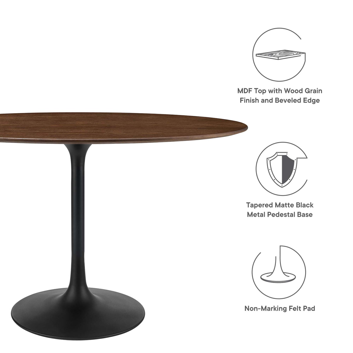 Lippa 48" Oval Wood Dining Table, Black Walnut