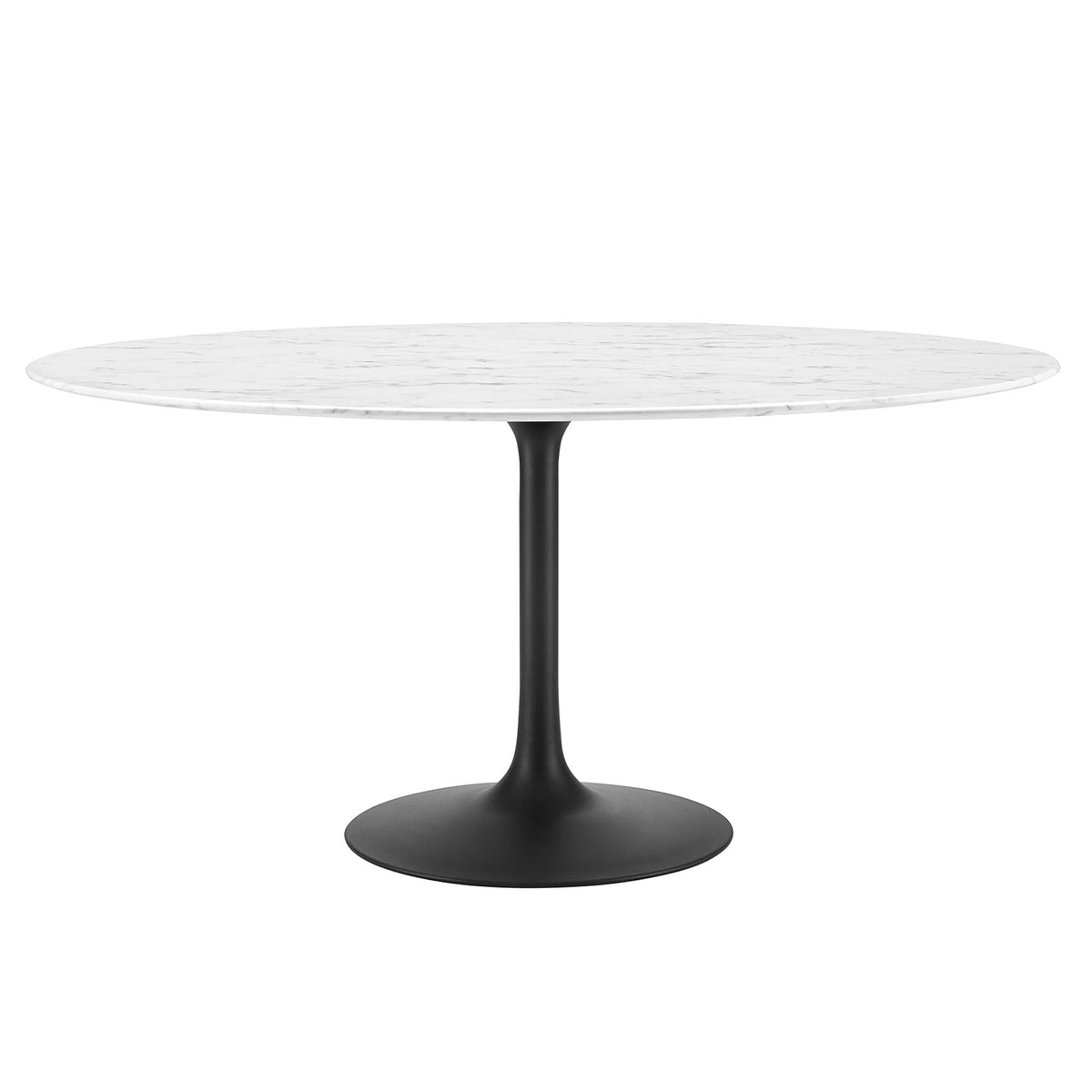Lippa 60" Round Faux Marble Dining Table, Black White