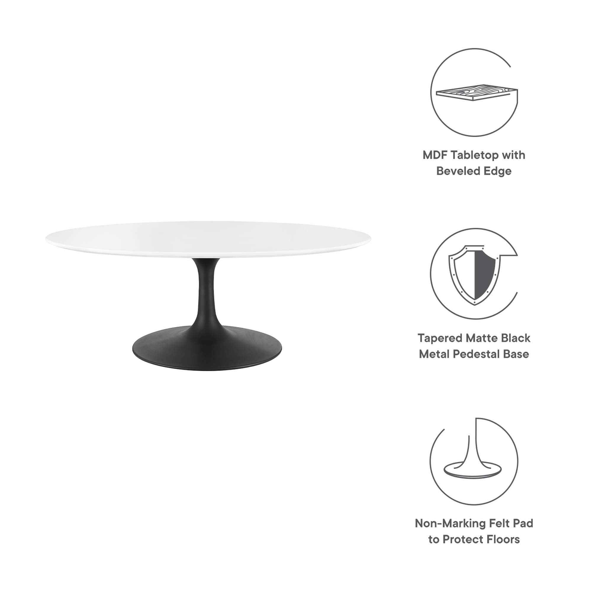 Lippa 42" Oval Wood Coffee Table, Black White