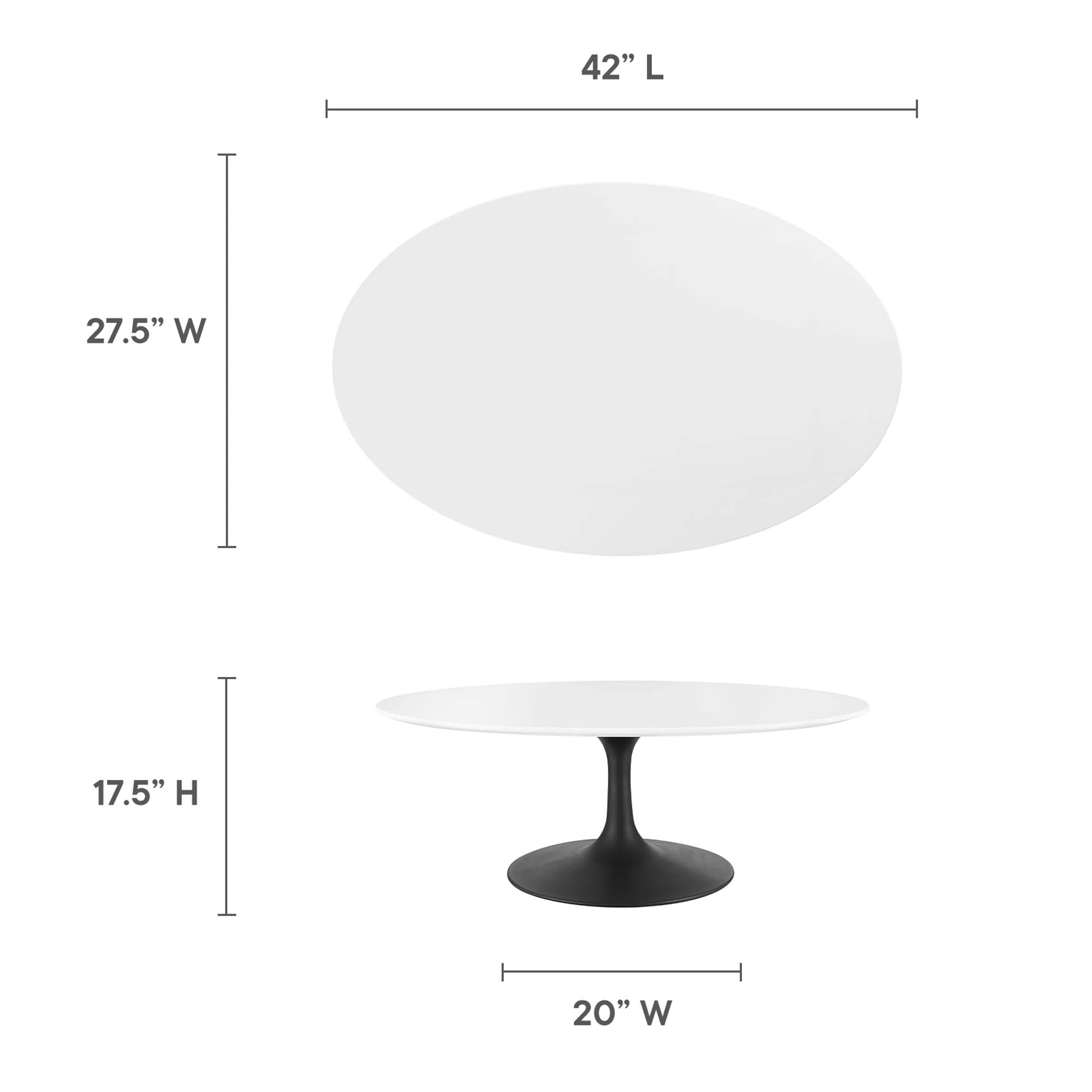Lippa 42" Oval Wood Coffee Table, Black White
