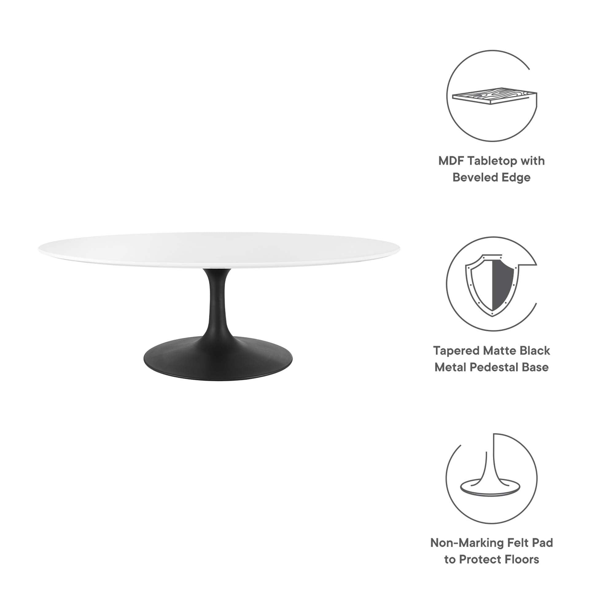Lippa 48" Oval Wood Coffee Table, Black White