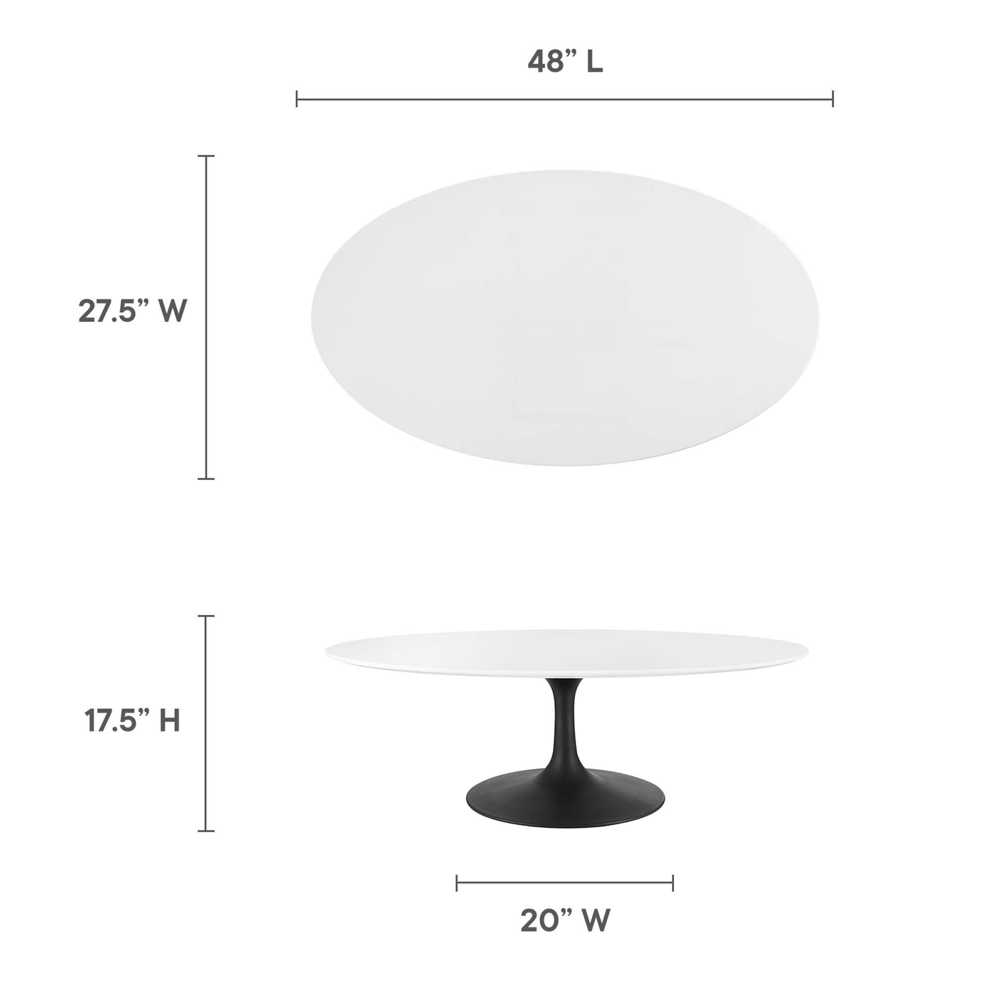 Lippa 48" Oval Wood Coffee Table, Black White
