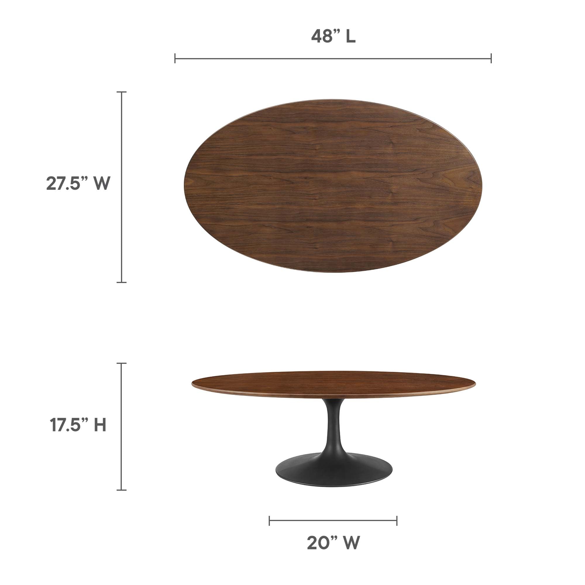 Lippa 48" Oval Wood Coffee Table, Black Walnut
