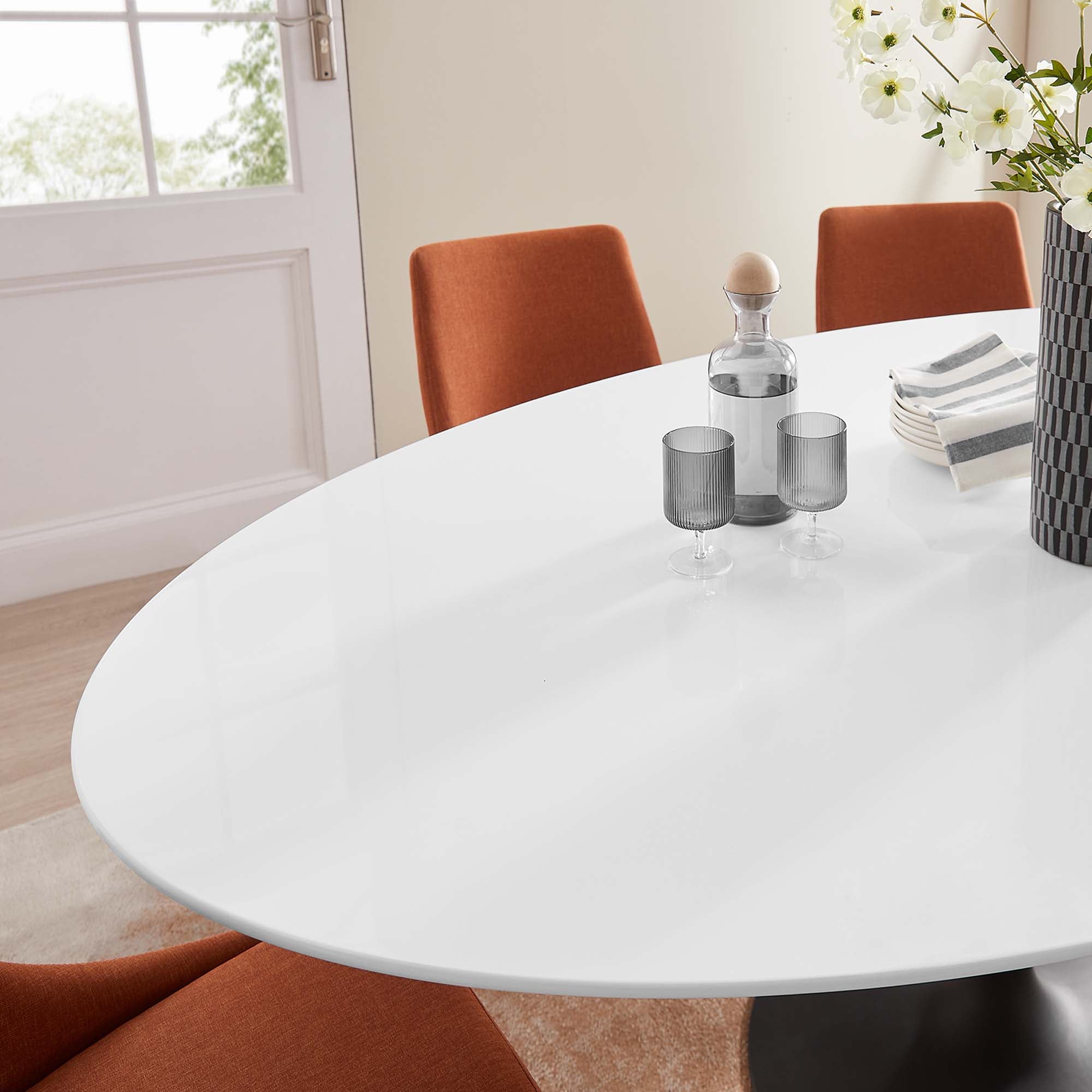 Lippa 78" Oval Wood Dining Table, Black White