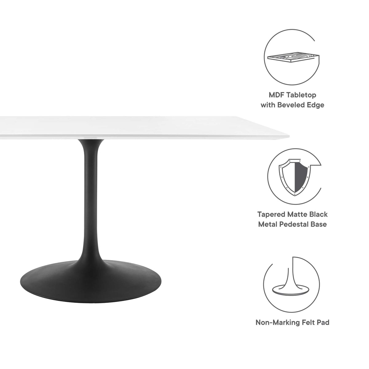 Lippa 60" Rectangle Wood Dining Table, Black White
