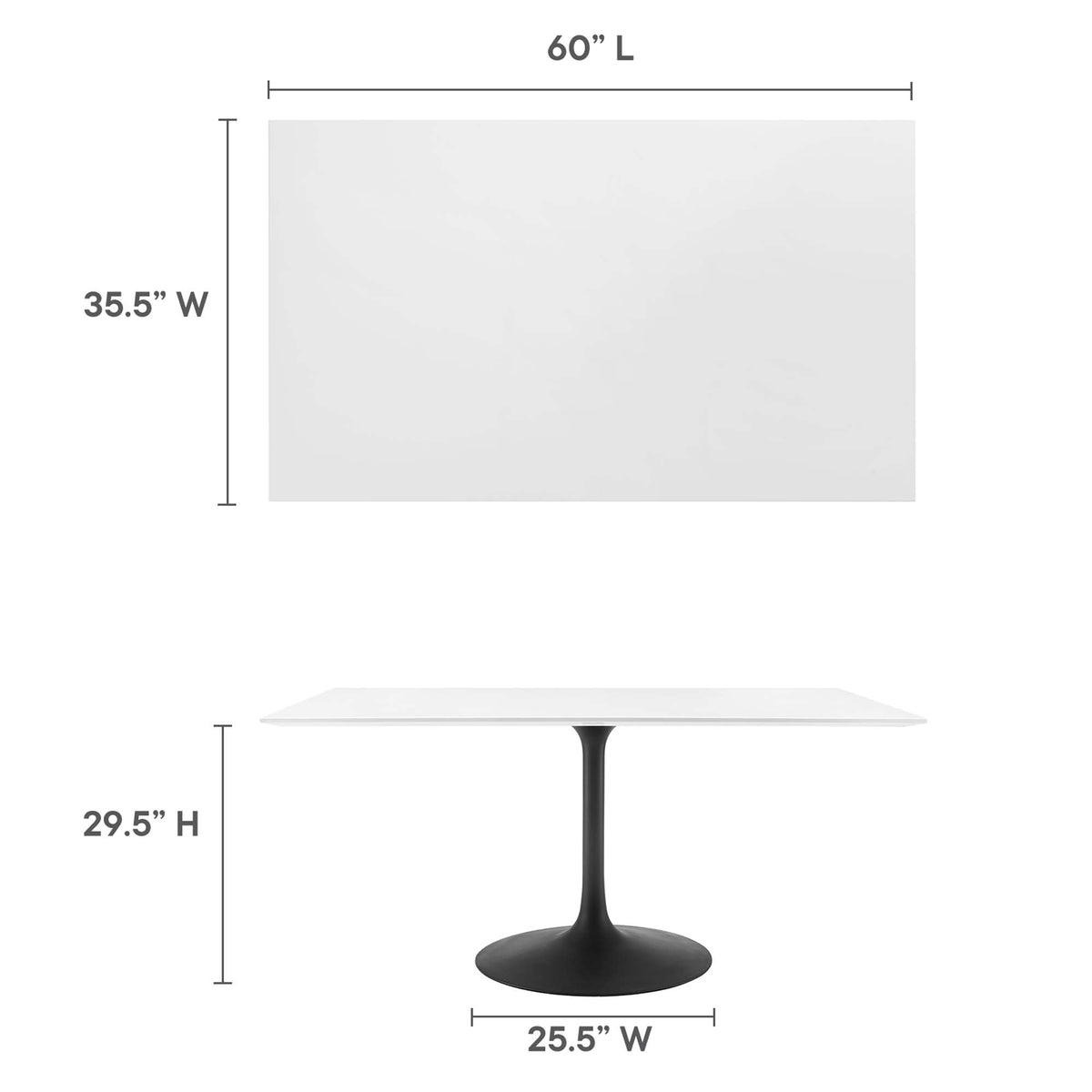 Lippa 60" Rectangle Wood Dining Table, Black White