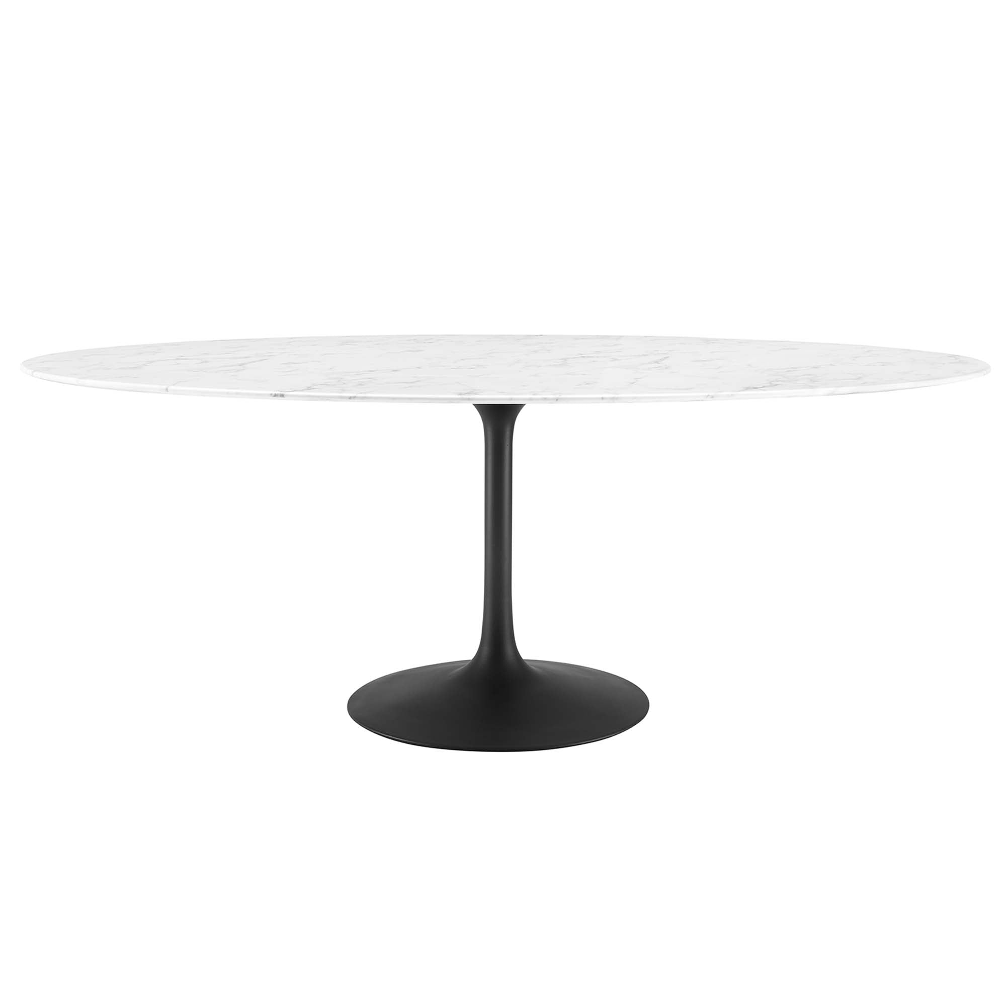 Lippa 78" Oval Faux Marble Dining Table, Black White