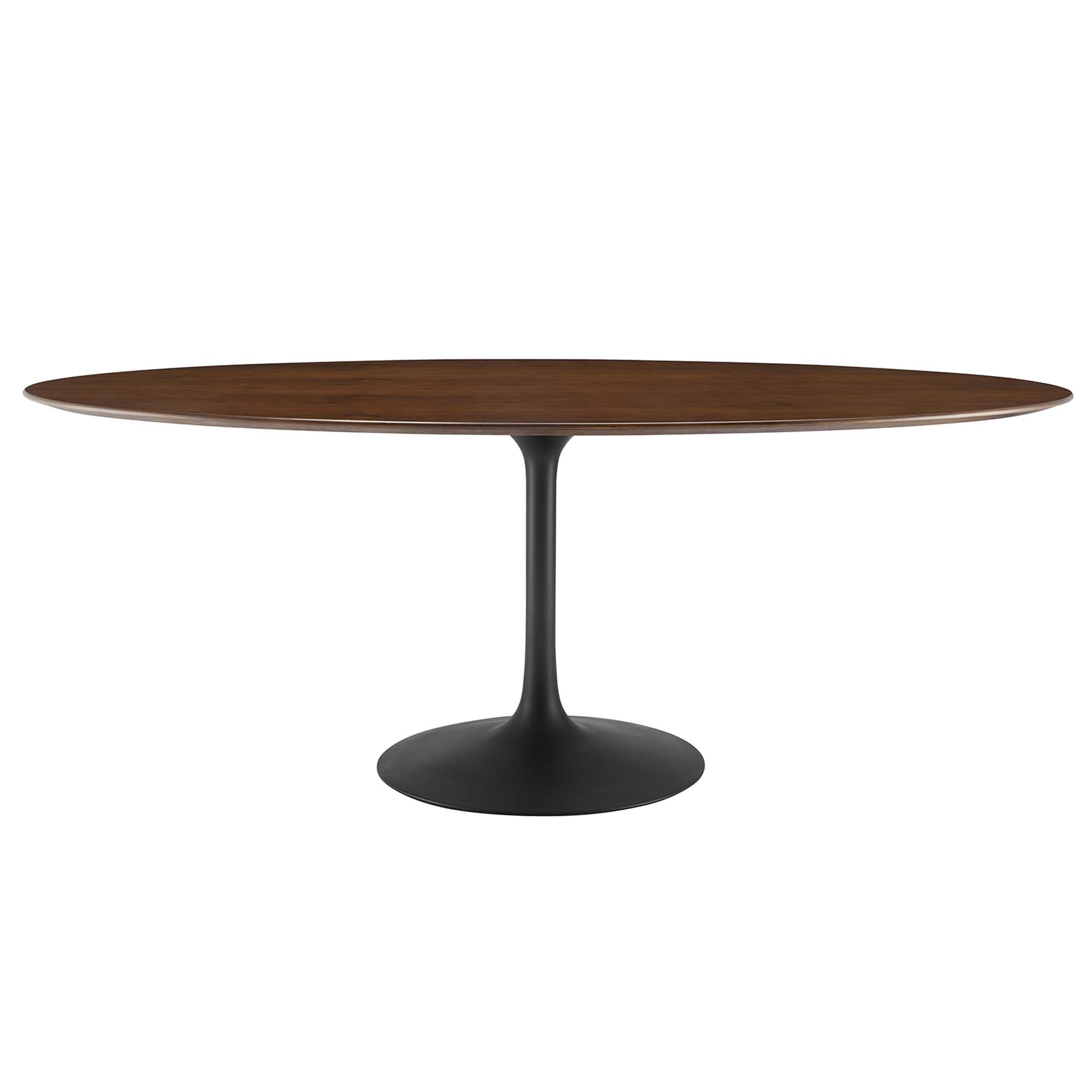 Lippa 78" Oval Walnut Wood Dining Table, Black Walnut