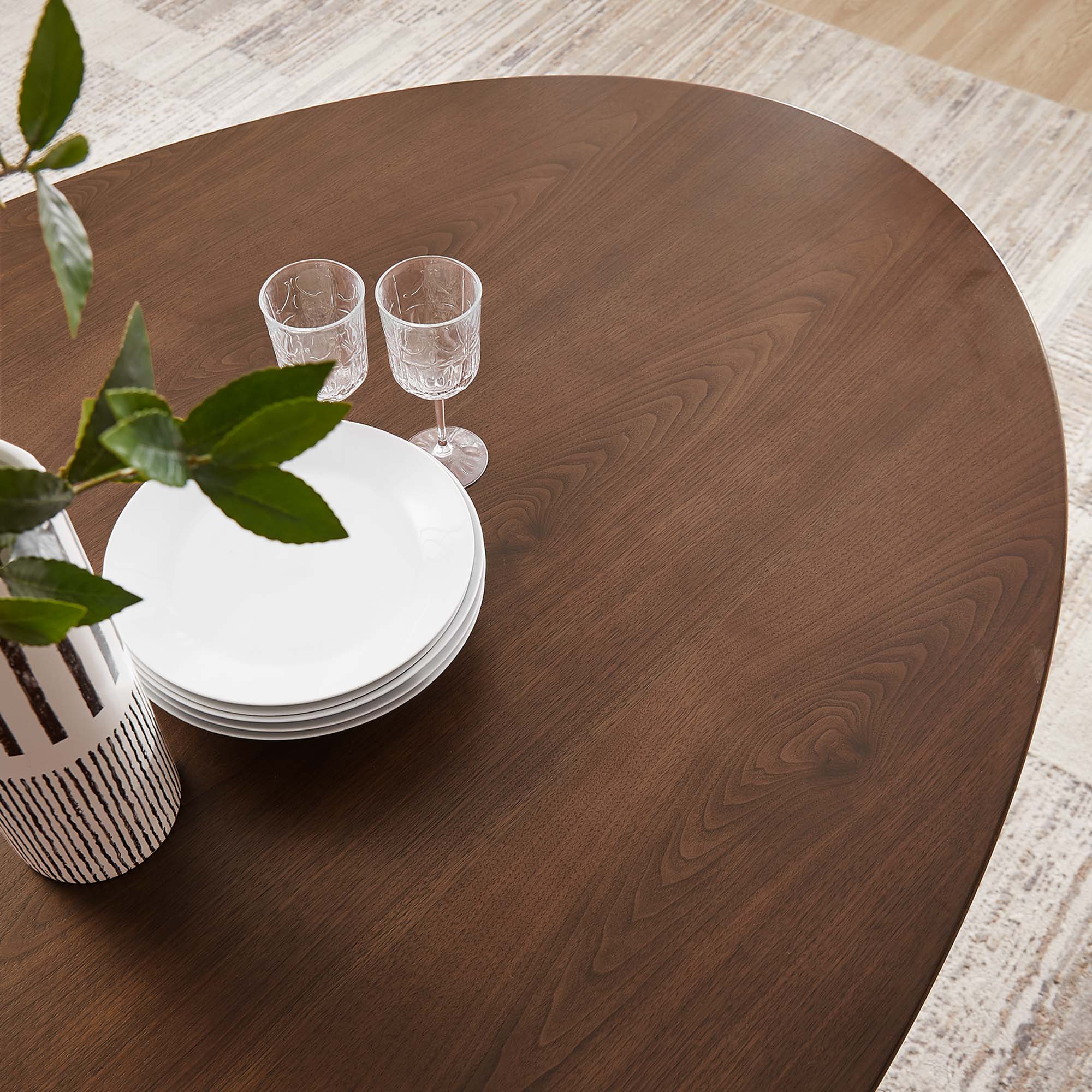 Lippa 78" Oval Walnut Wood Dining Table, Black Walnut