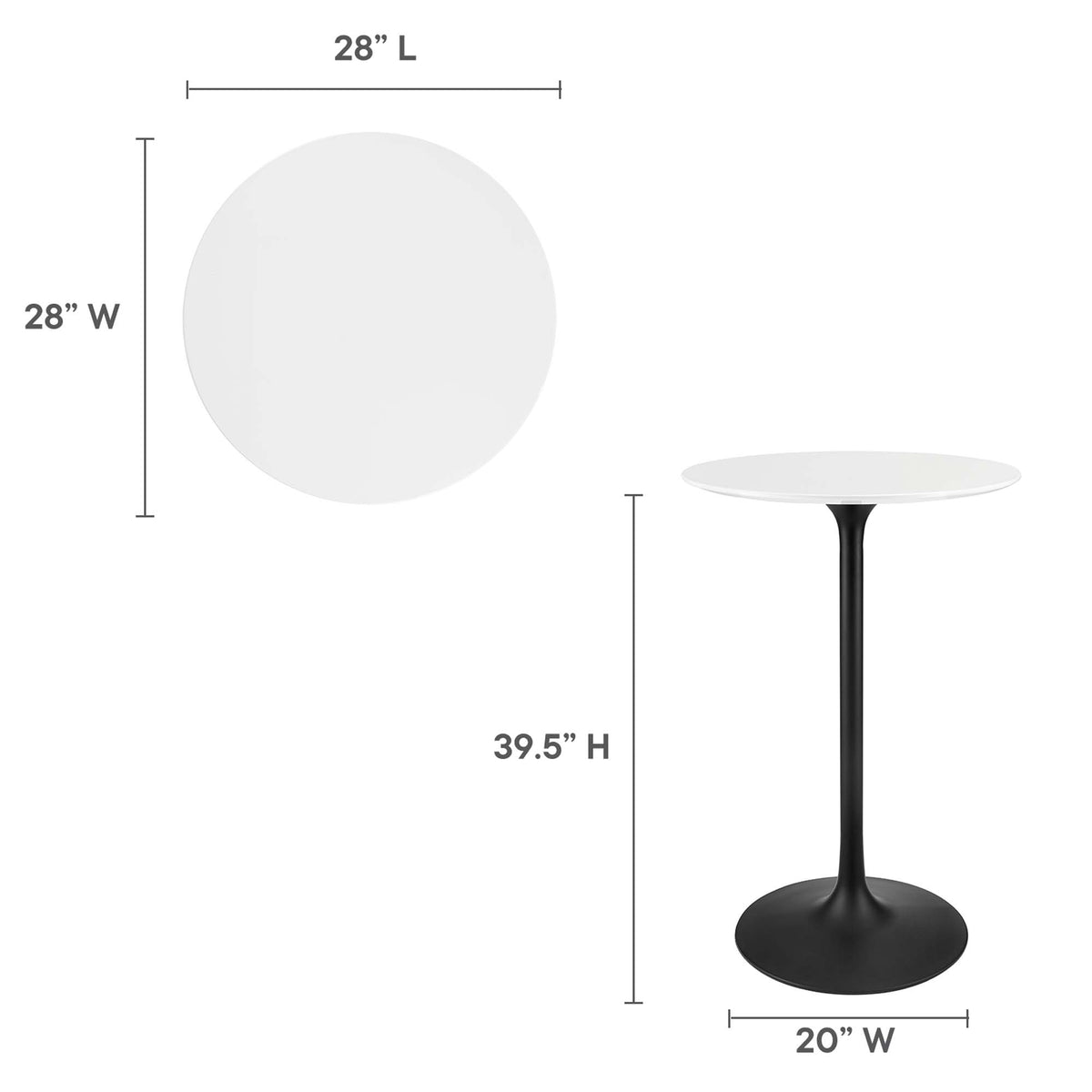 Lippa 28" Round Wood Bar Table, Black White