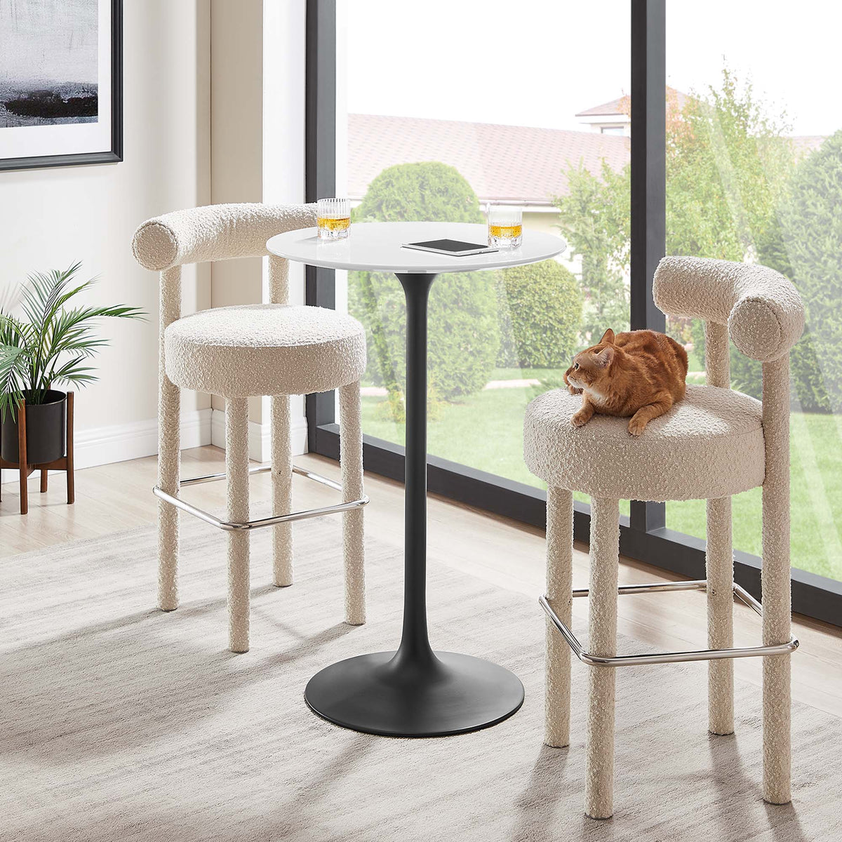 Lippa 28" Round Wood Bar Table, Black White