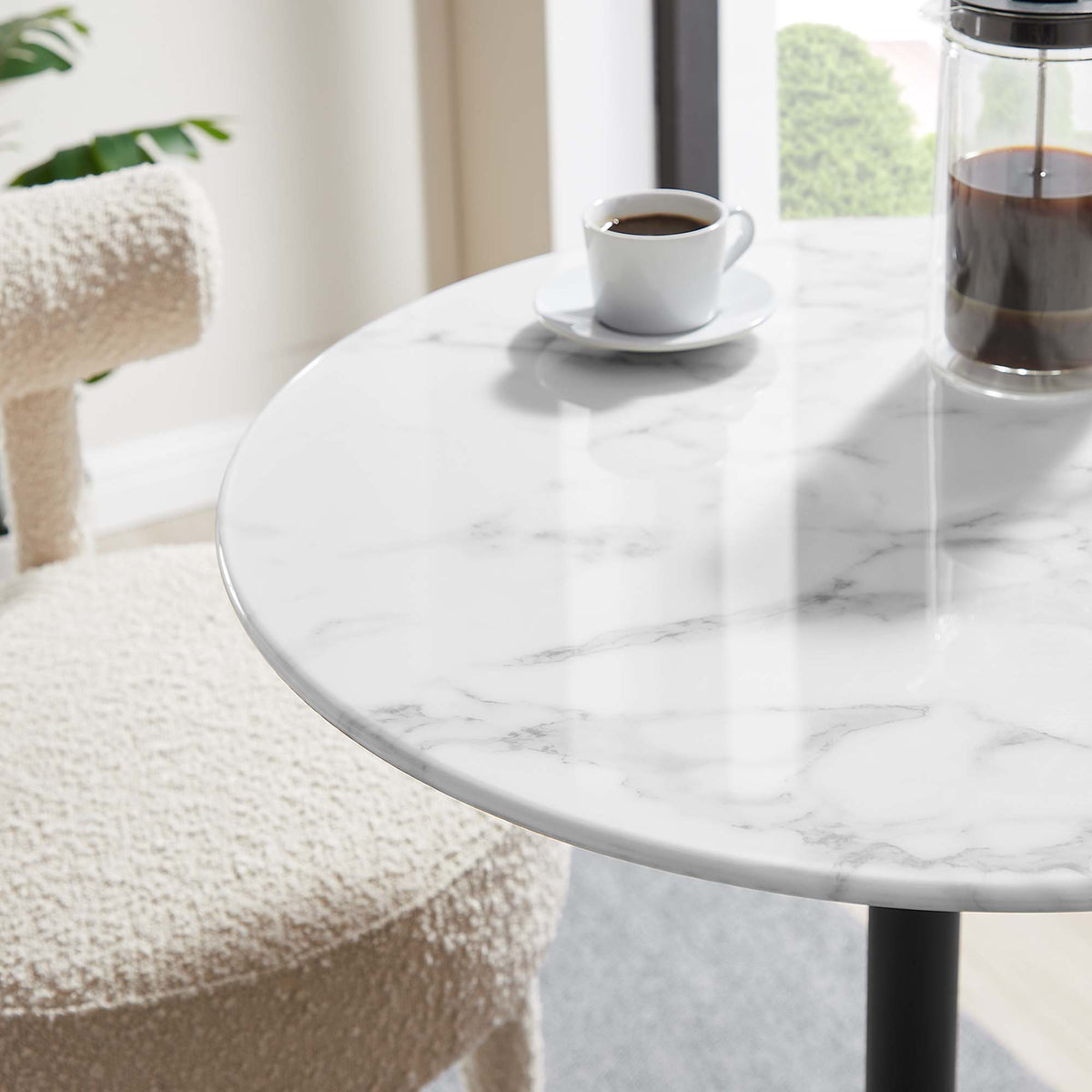 Lippa 28" Round Faux Marble Bar Table, Black White