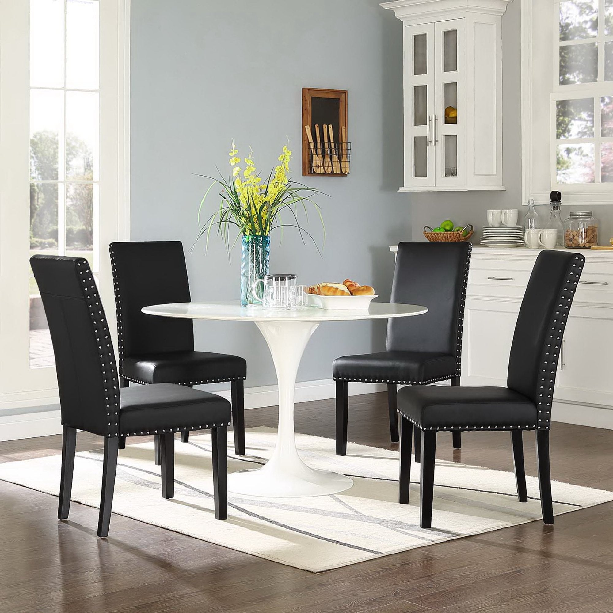 Parcel Vinyl Dining Side Chair Set of 4, Black