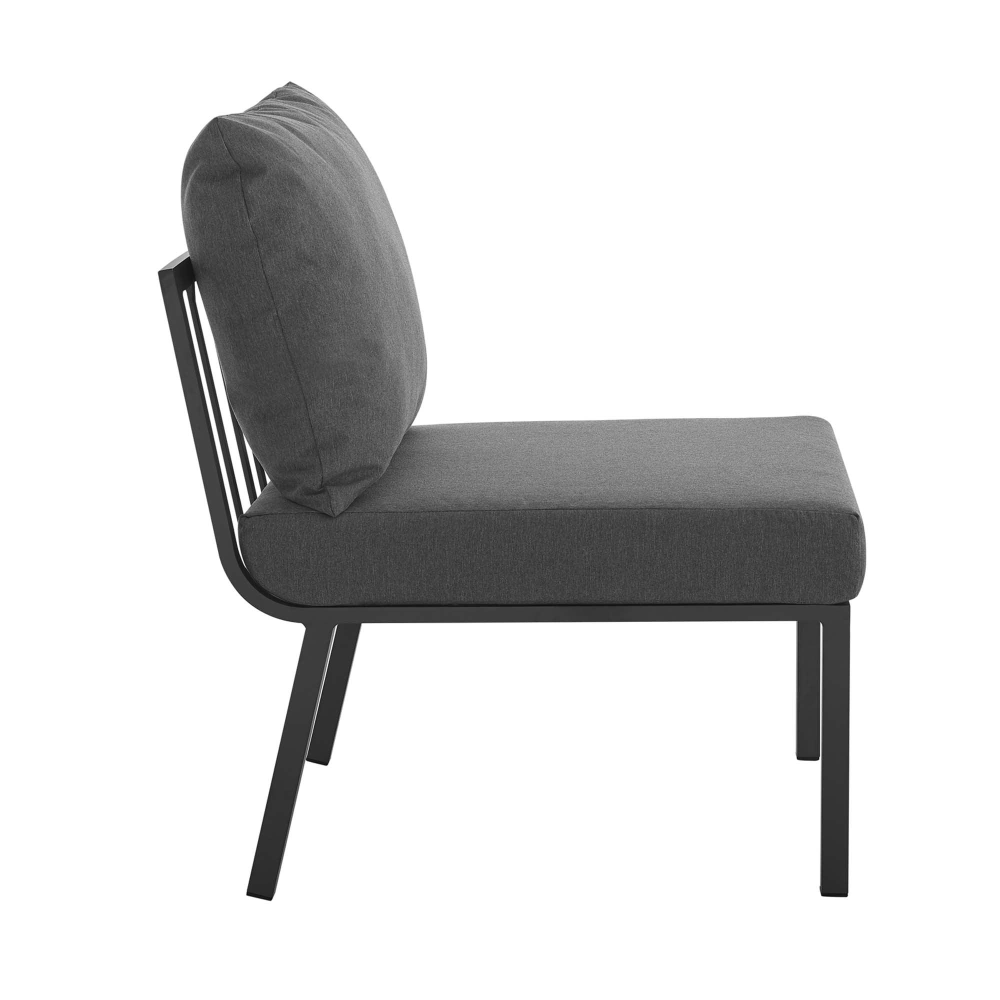 Riverside Outdoor Patio Aluminum Armless Chair, Gray Charcoal