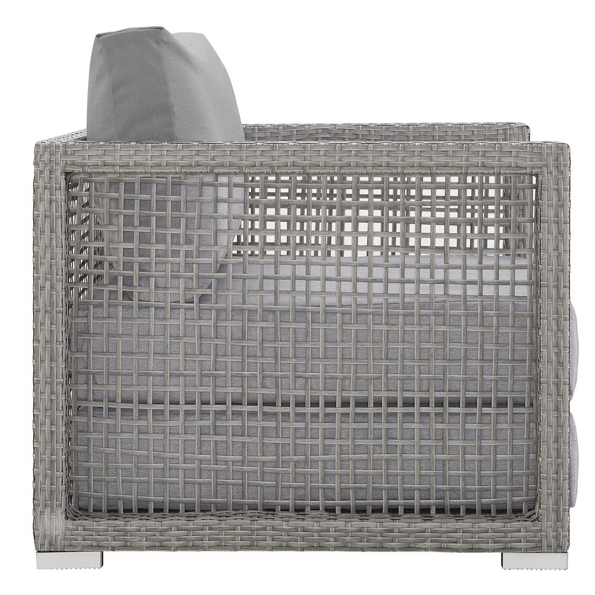 Aura 3 Piece Outdoor Patio Wicker Rattan Set, Gray Gray