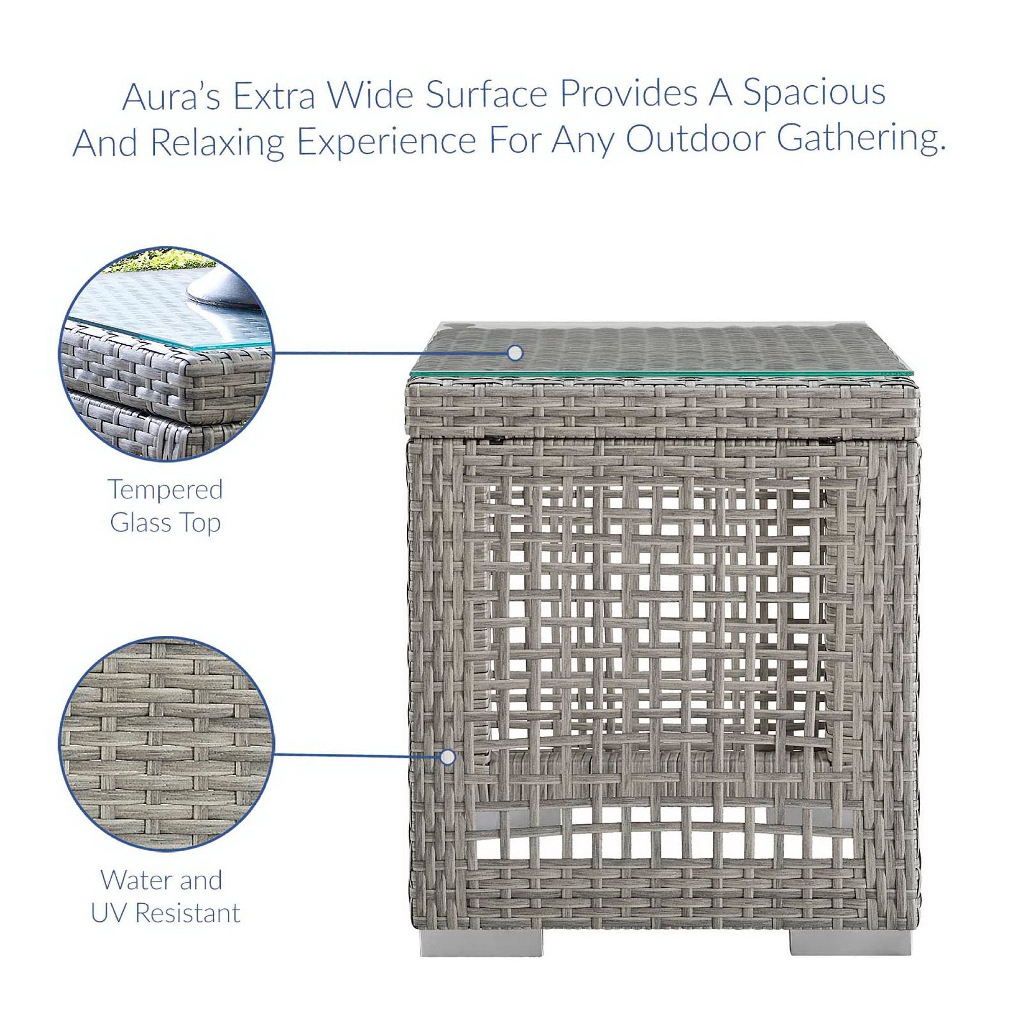 Aura 3 Piece Outdoor Patio Wicker Rattan Set, Gray Navy