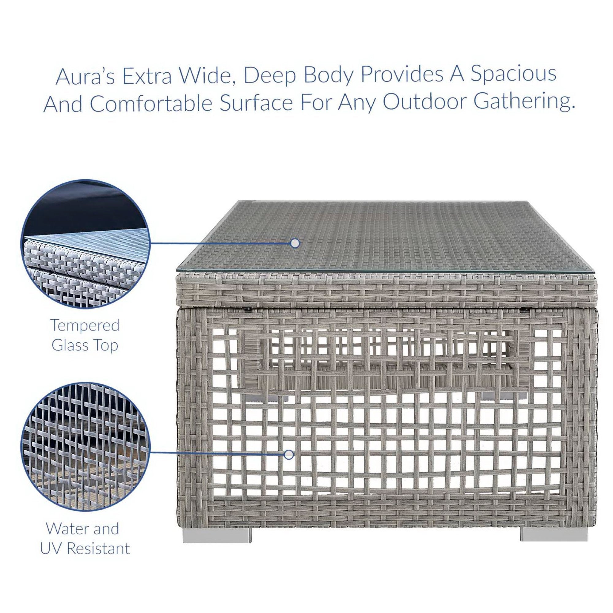 Aura 3 Piece Outdoor Patio Wicker Rattan Set, Gray White