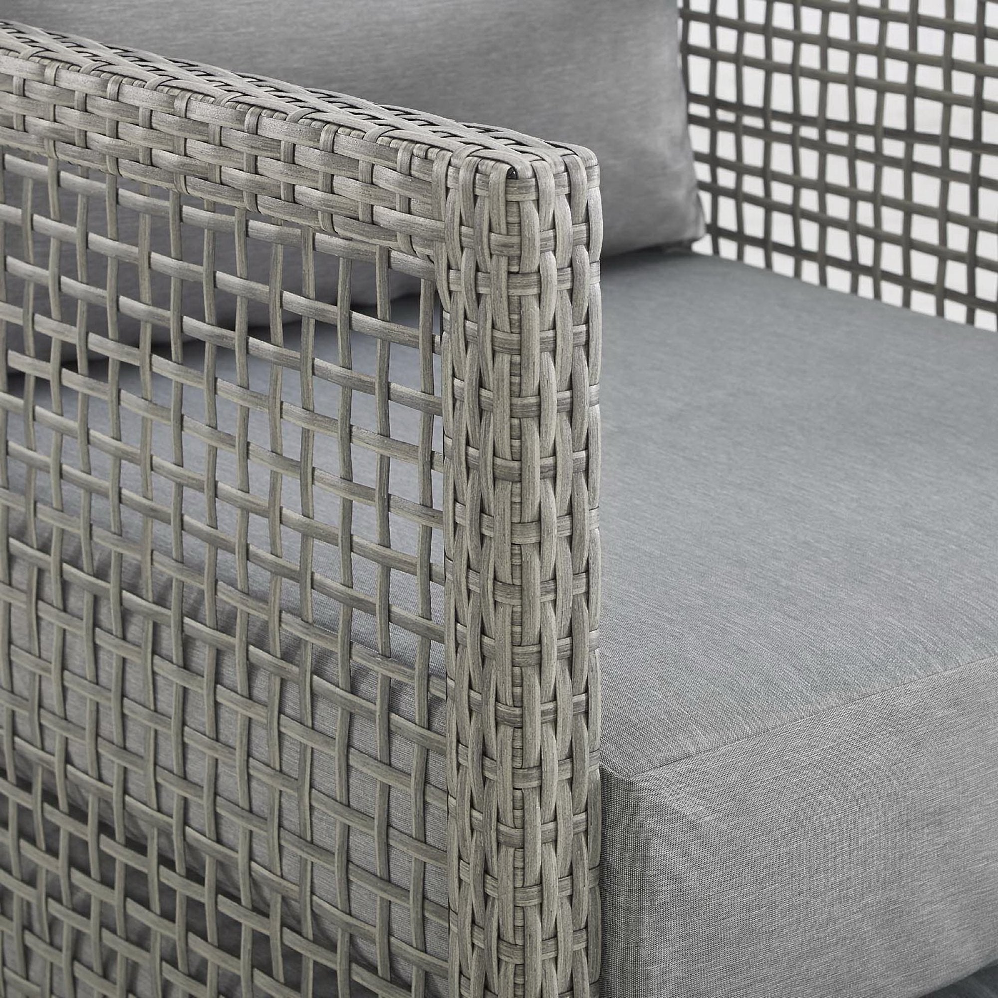 Aura 3 Piece Outdoor Patio Wicker Rattan Set, Gray Gray