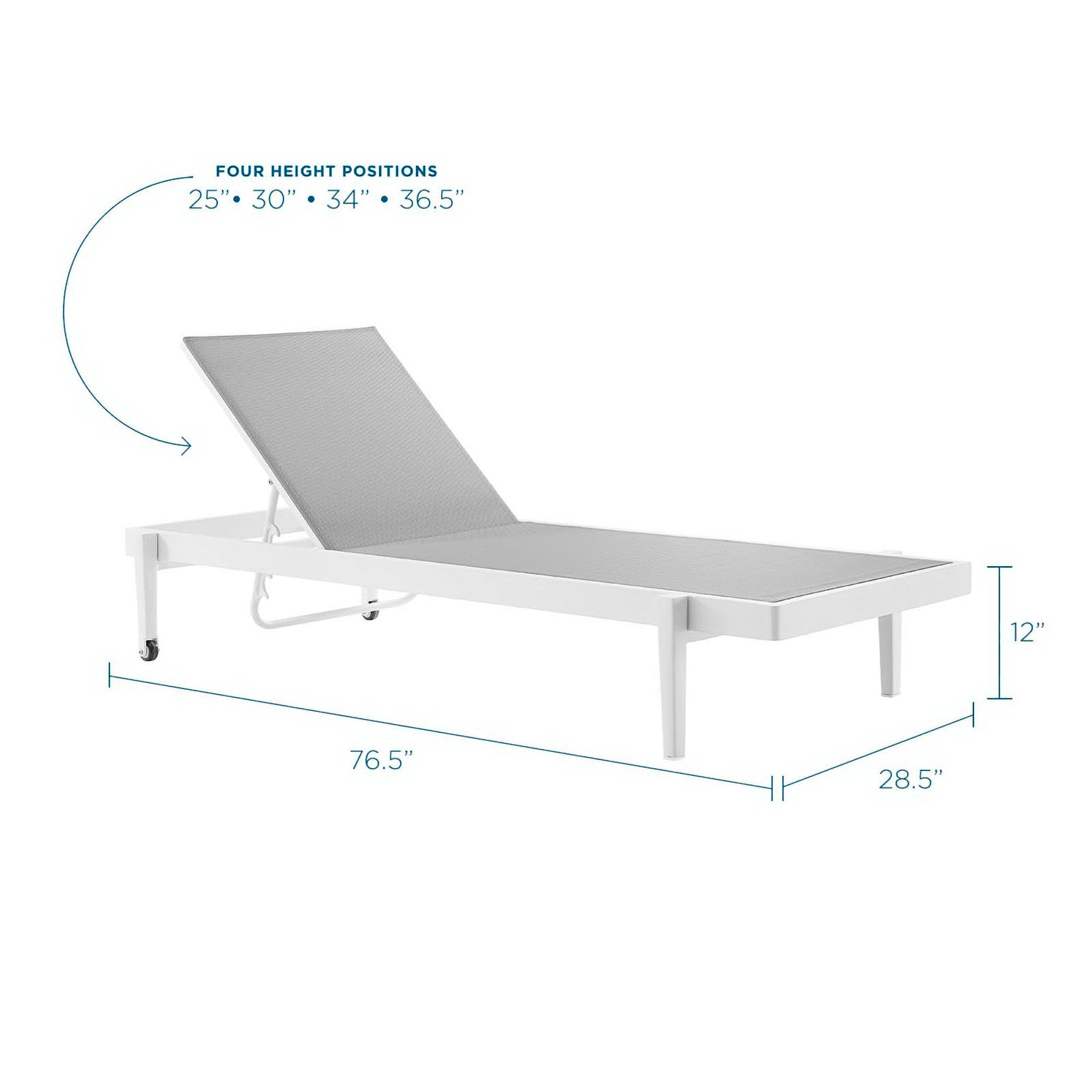 Charleston Outdoor Patio Chaise Lounge Chair, White Gray