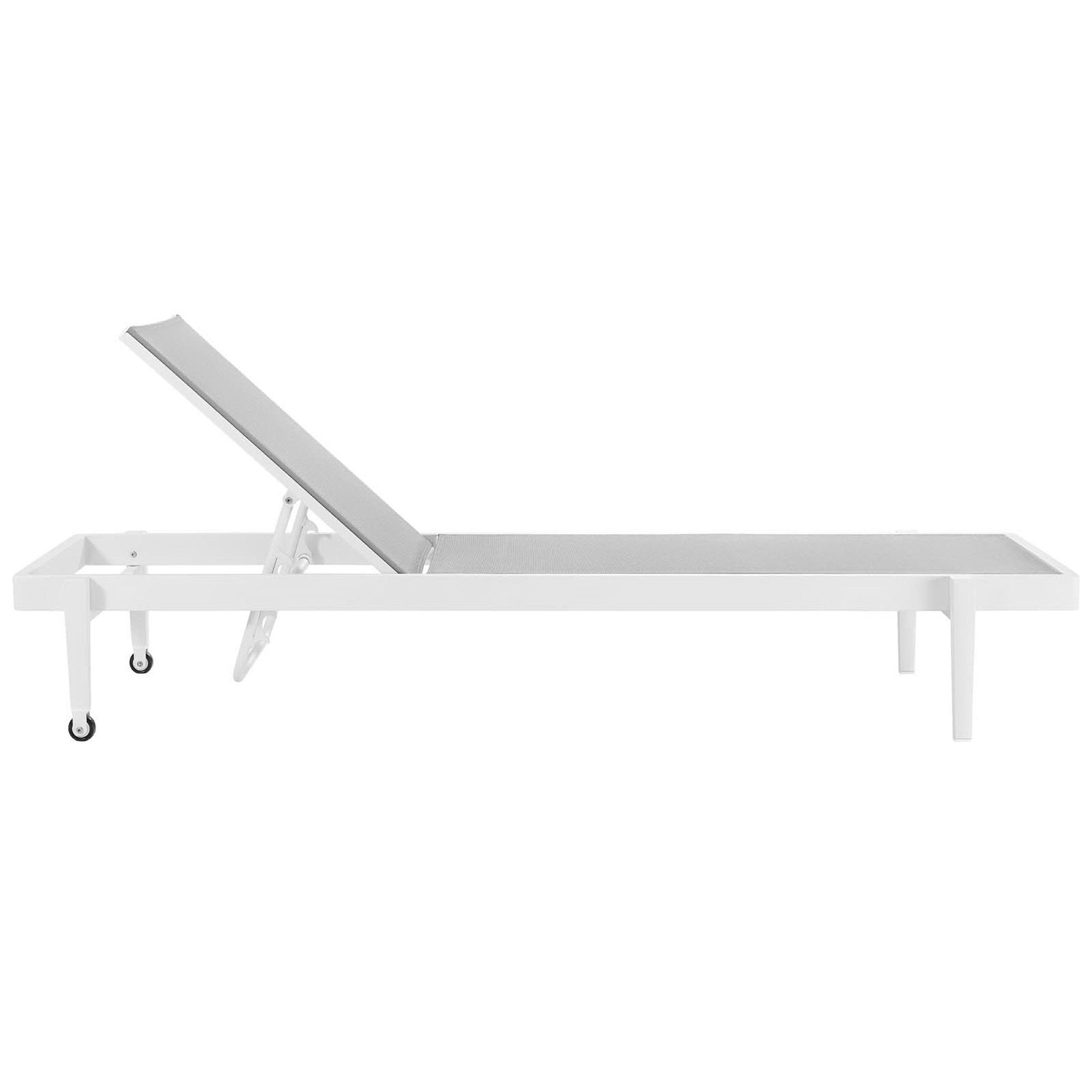 Charleston Outdoor Patio Chaise Lounge Chair, White Gray